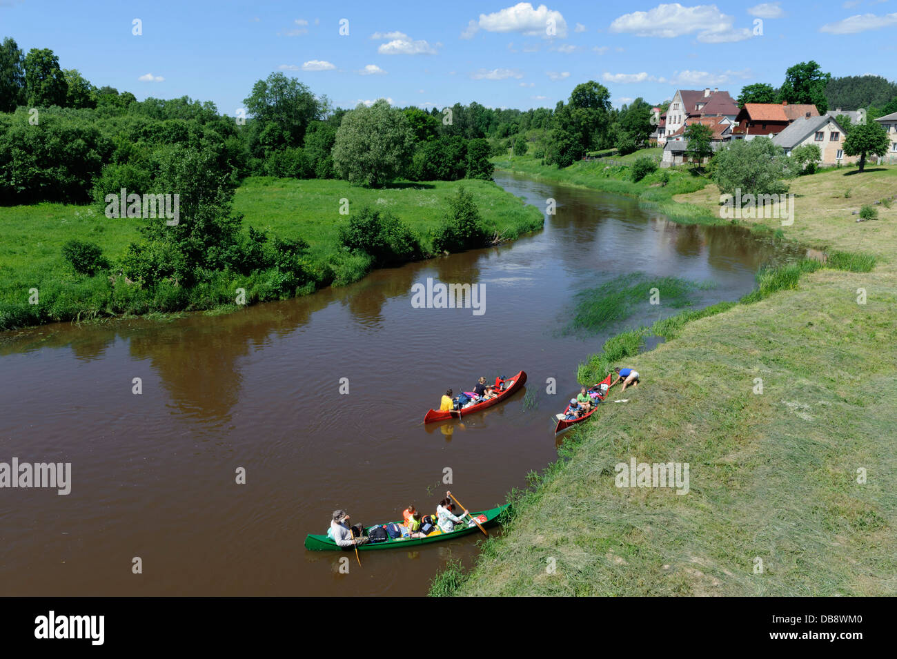 Canoing  on river  Abava   in Sabile, Latvia, Europe Stock Photo