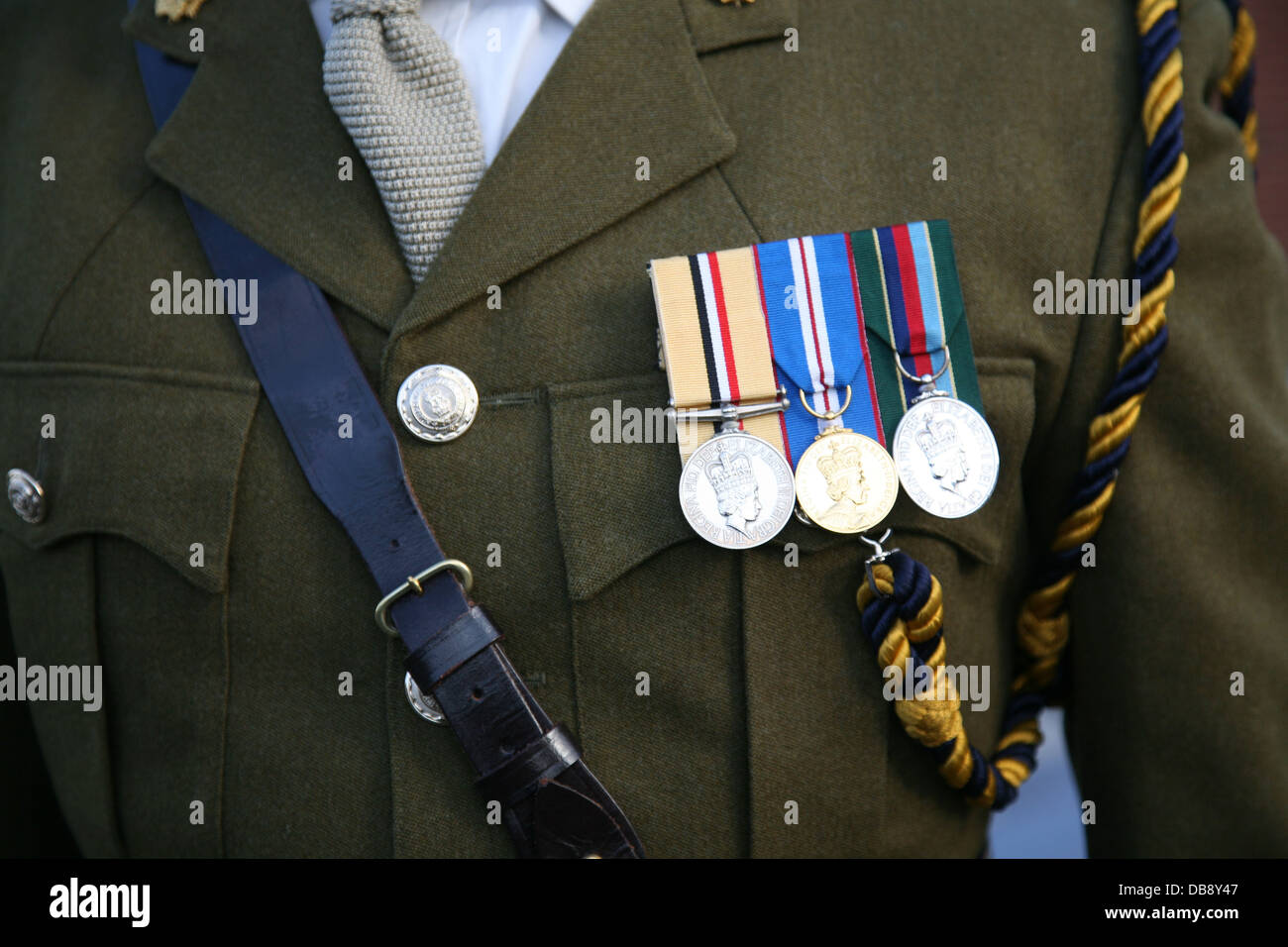 soldiers medals on the front of his uniform Stock Photo