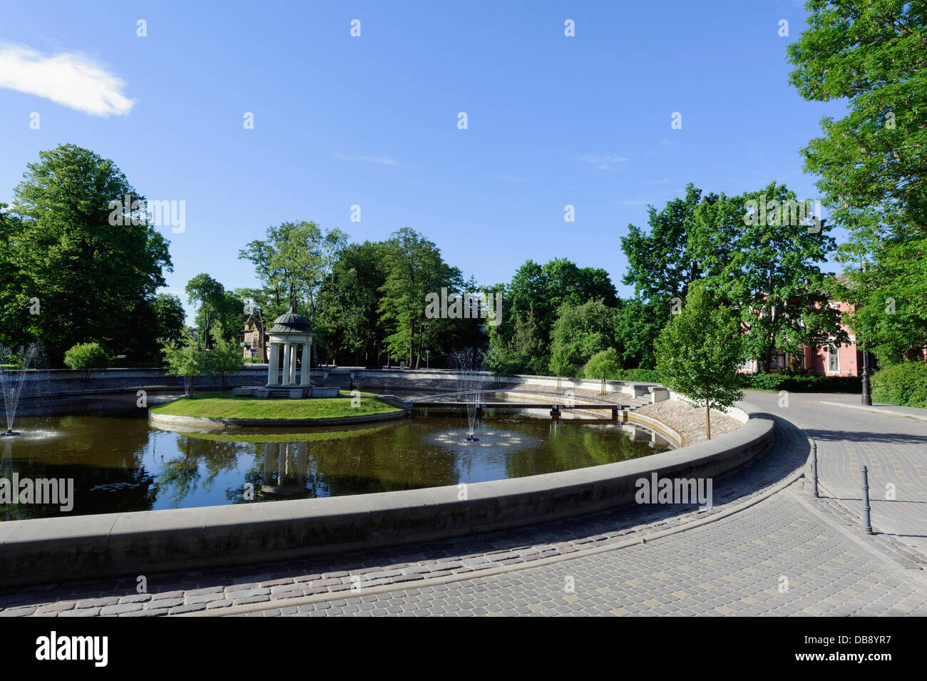 Swan-Pond in Liepaja,  Latvia, Europe Stock Photo