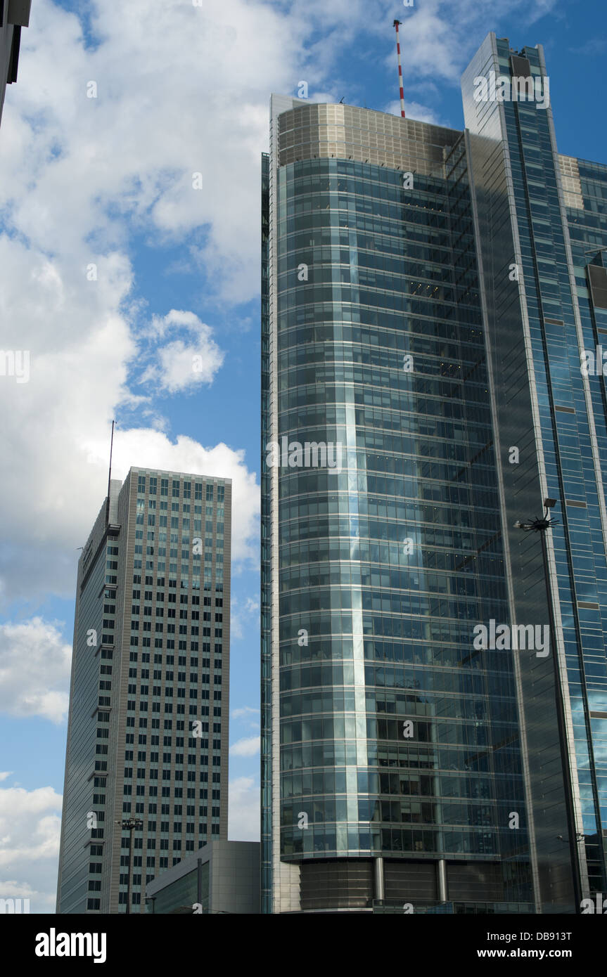 Modern building on the background of sky and clouds, Warsaw, Poland ...