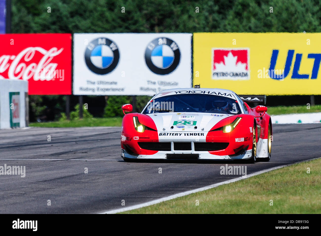BOWMANVILLE, CAN., 21 Jul 2013 - The No. 23 Ferrari of Leh KeenÂ / Townsend Bell finished 7th at the American Le Mans Racing at the Mobil 1 SportsCar Grand Prix at the Canadian Tire Motorsport Park (formerly known as Mosport Raceway) Stock Photo