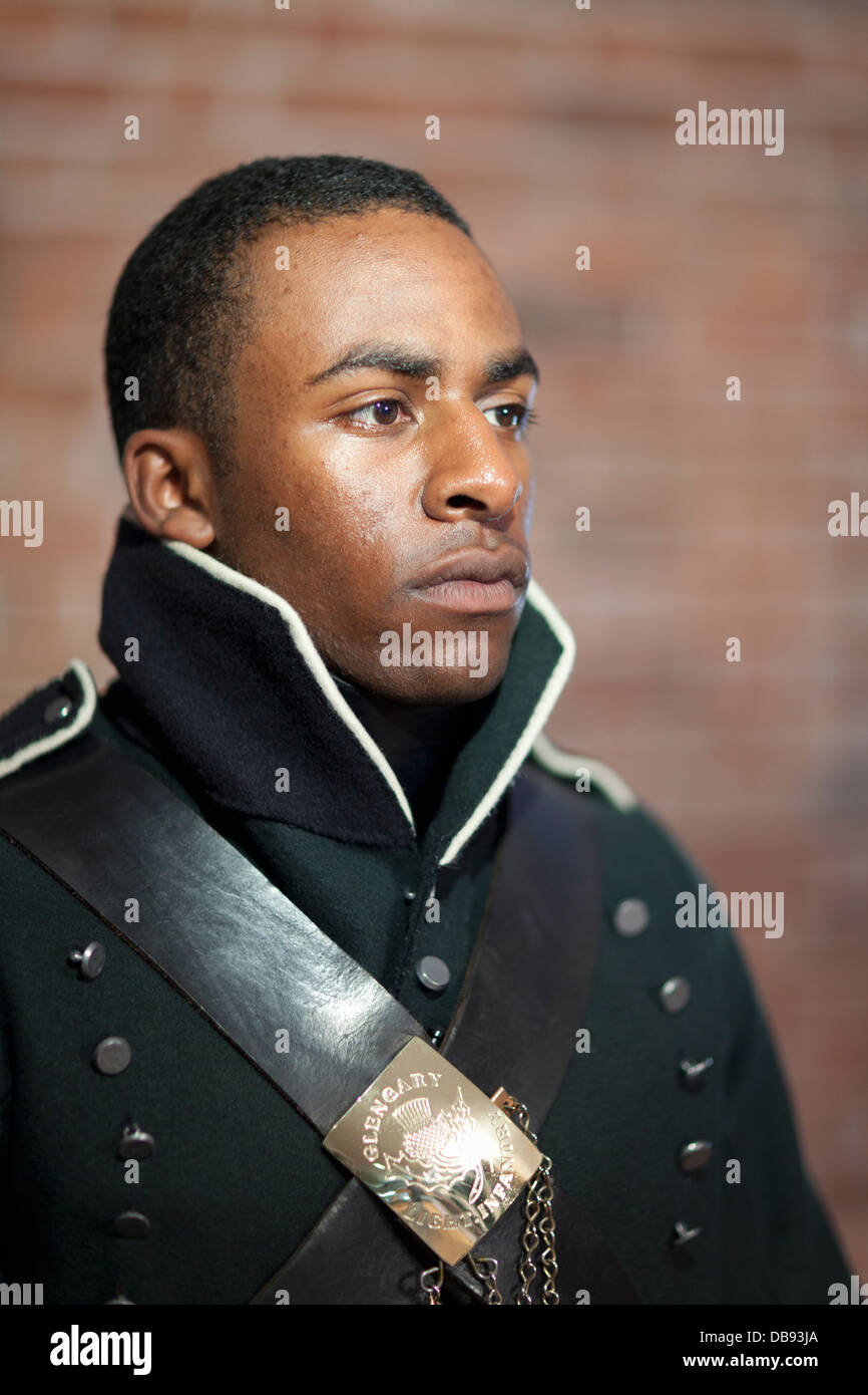 Canada,Ontario,Niagara-on-the-Lake,Fort George National Historic Park, re-enactment of  War of 1812, portrait of black soldier Stock Photo