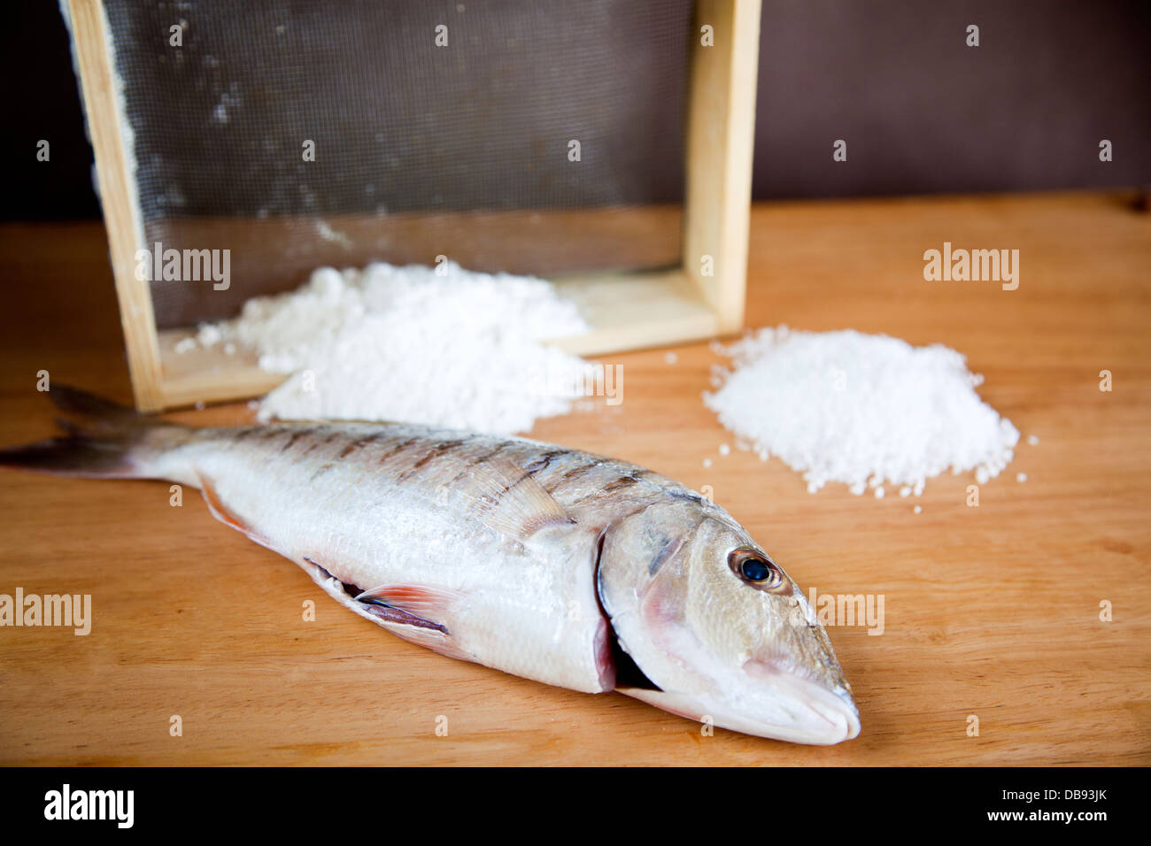 Sand steebras with salt and flour. Stock Photo