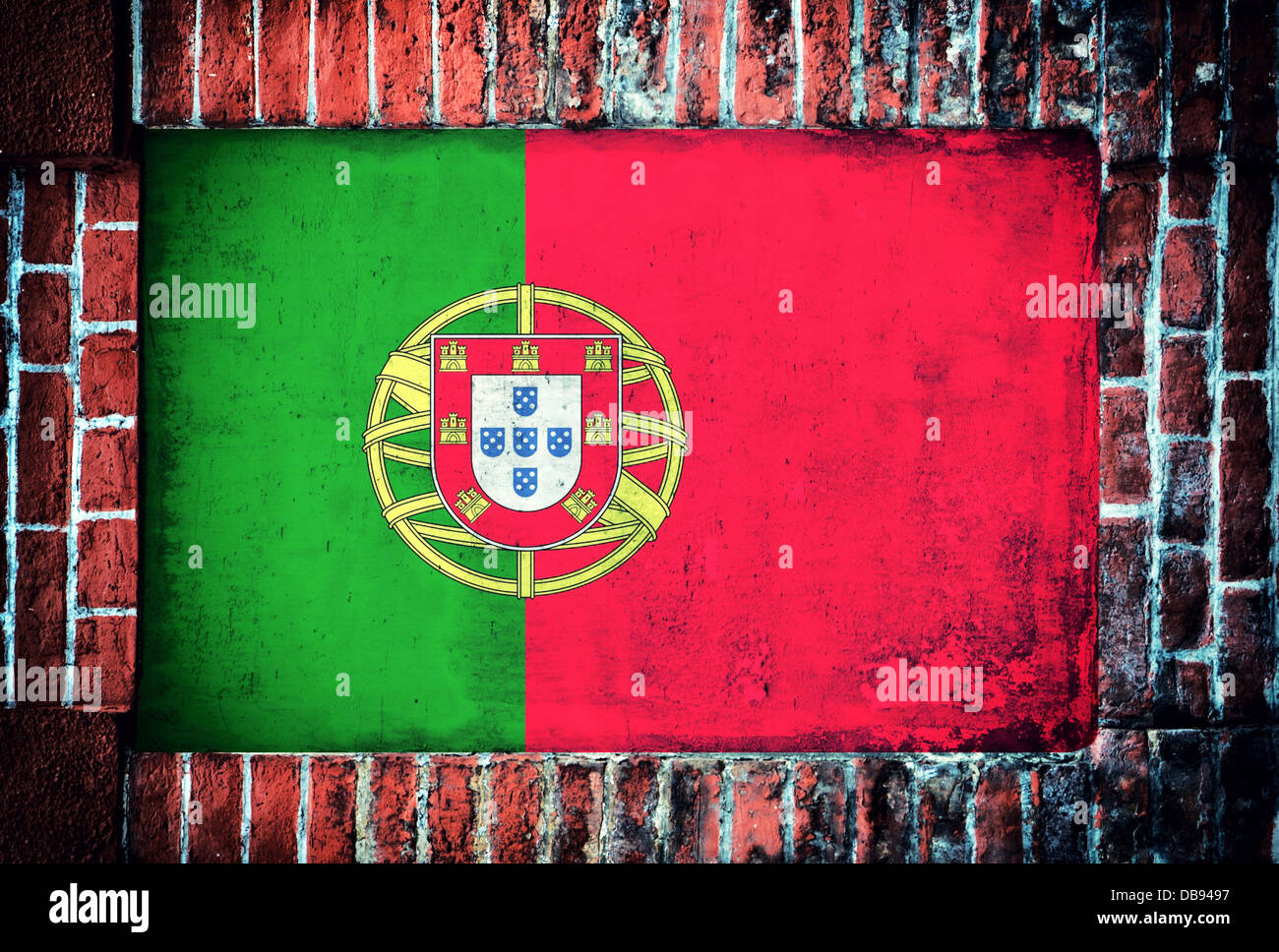 Flag of portugal on a castle wall hi-res stock photography and images ...