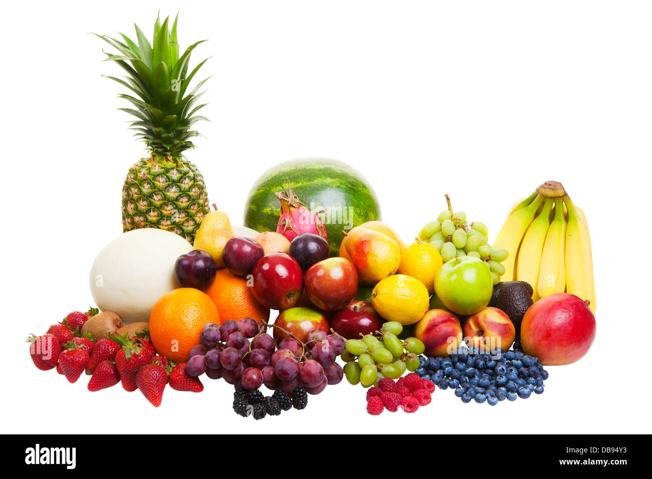 A pile of fruit isolated on a white background Stock Photo Alamy
