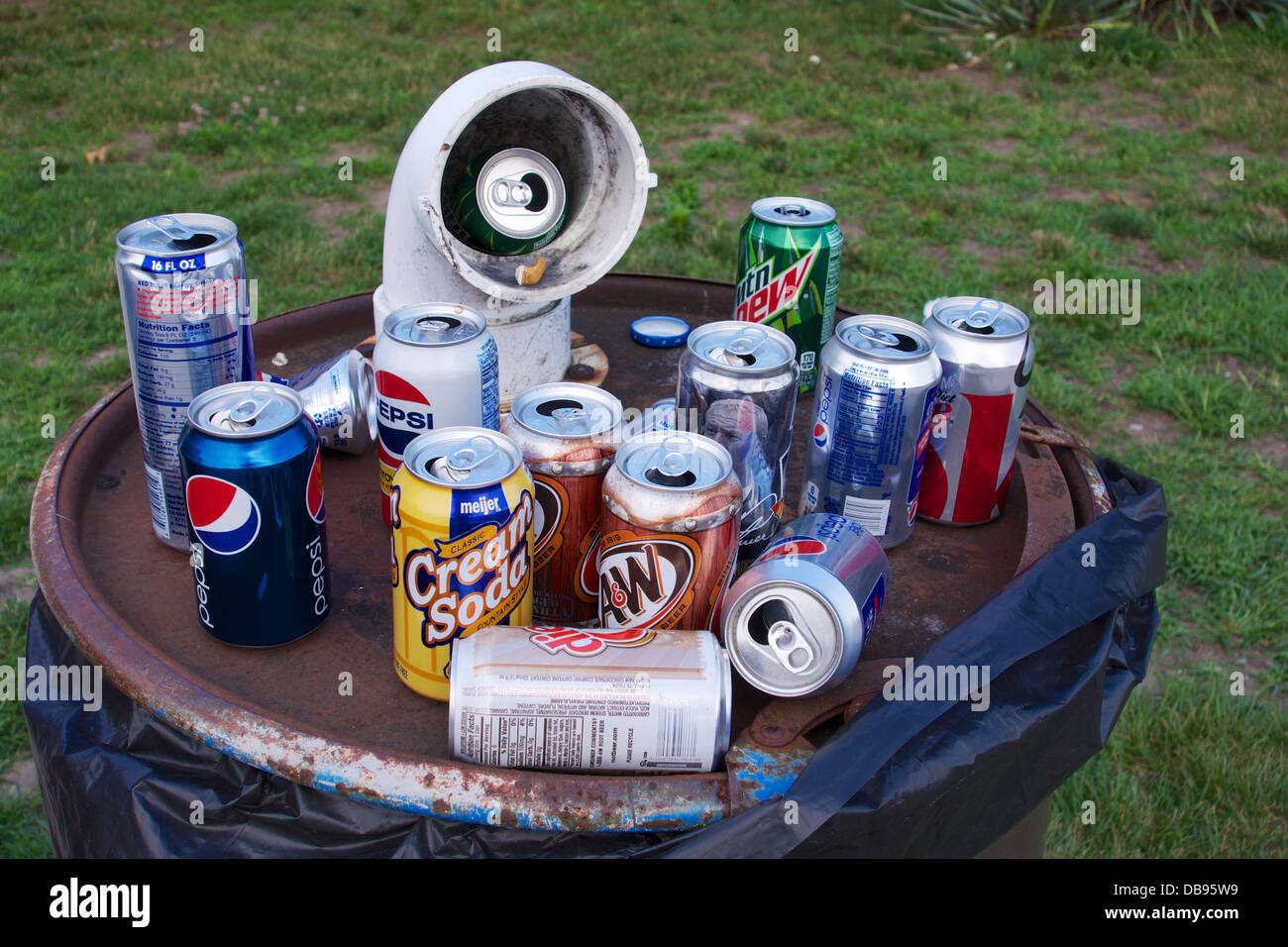 Empty Aluminum Soft Drink Cans High Resolution Stock Photography and