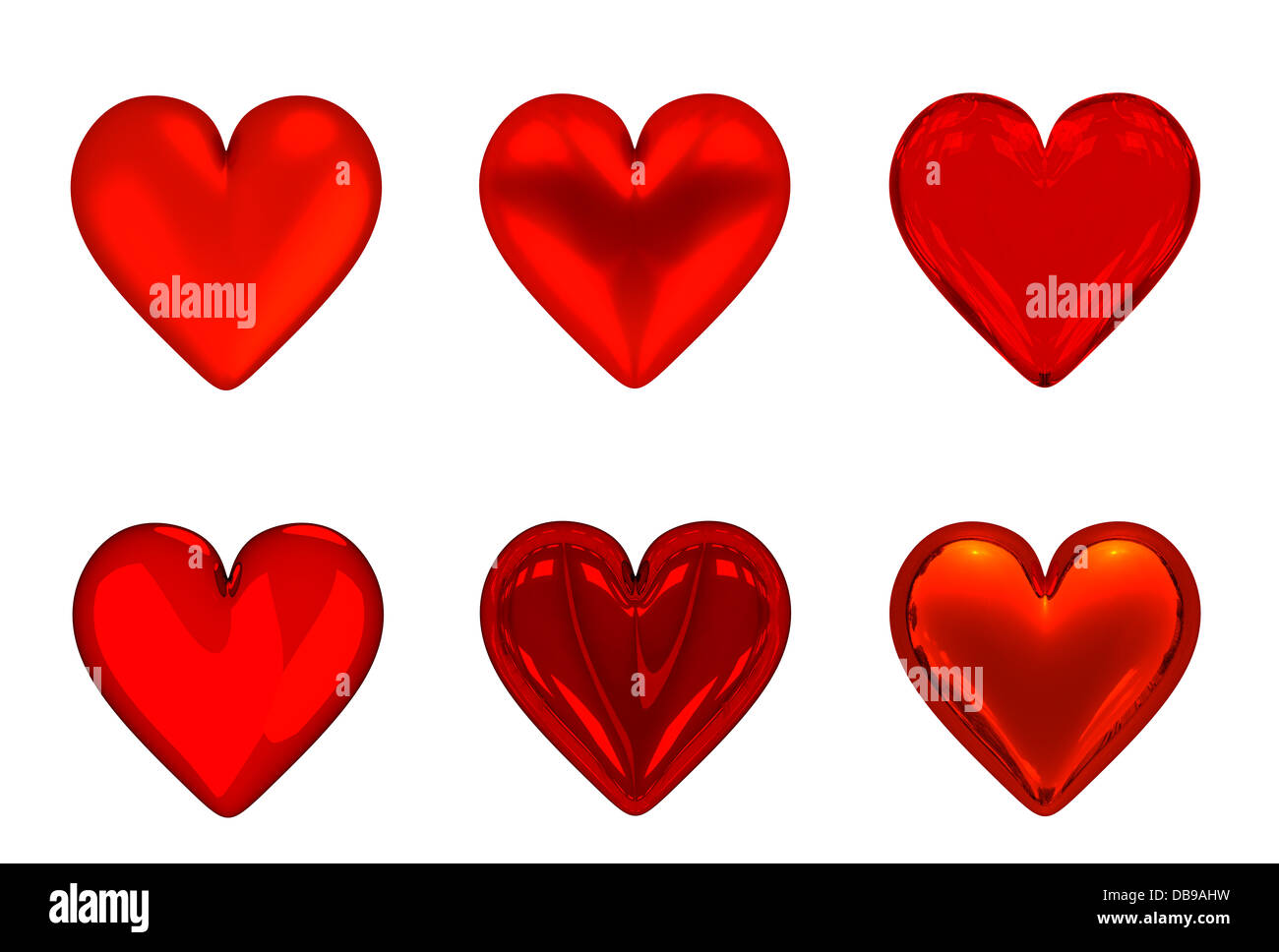 3D Red Hearts (6) - Isolated On White Background Stock Photo - Alamy