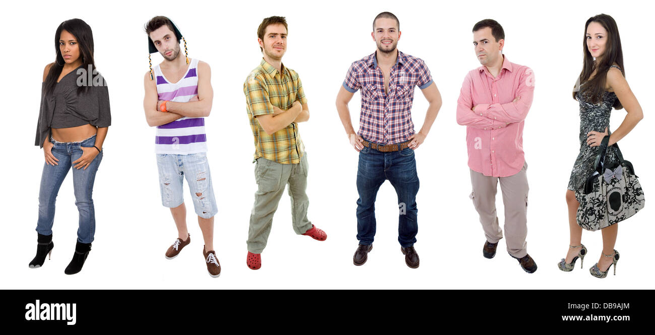 group of teens full lenght, isolated on white Stock Photo - Alamy