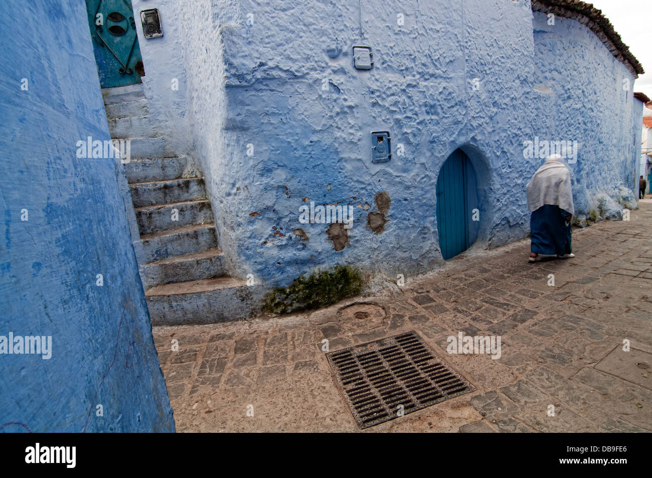 Blue painted houses in the medina of Chefchaouen, Rif region, Morocco