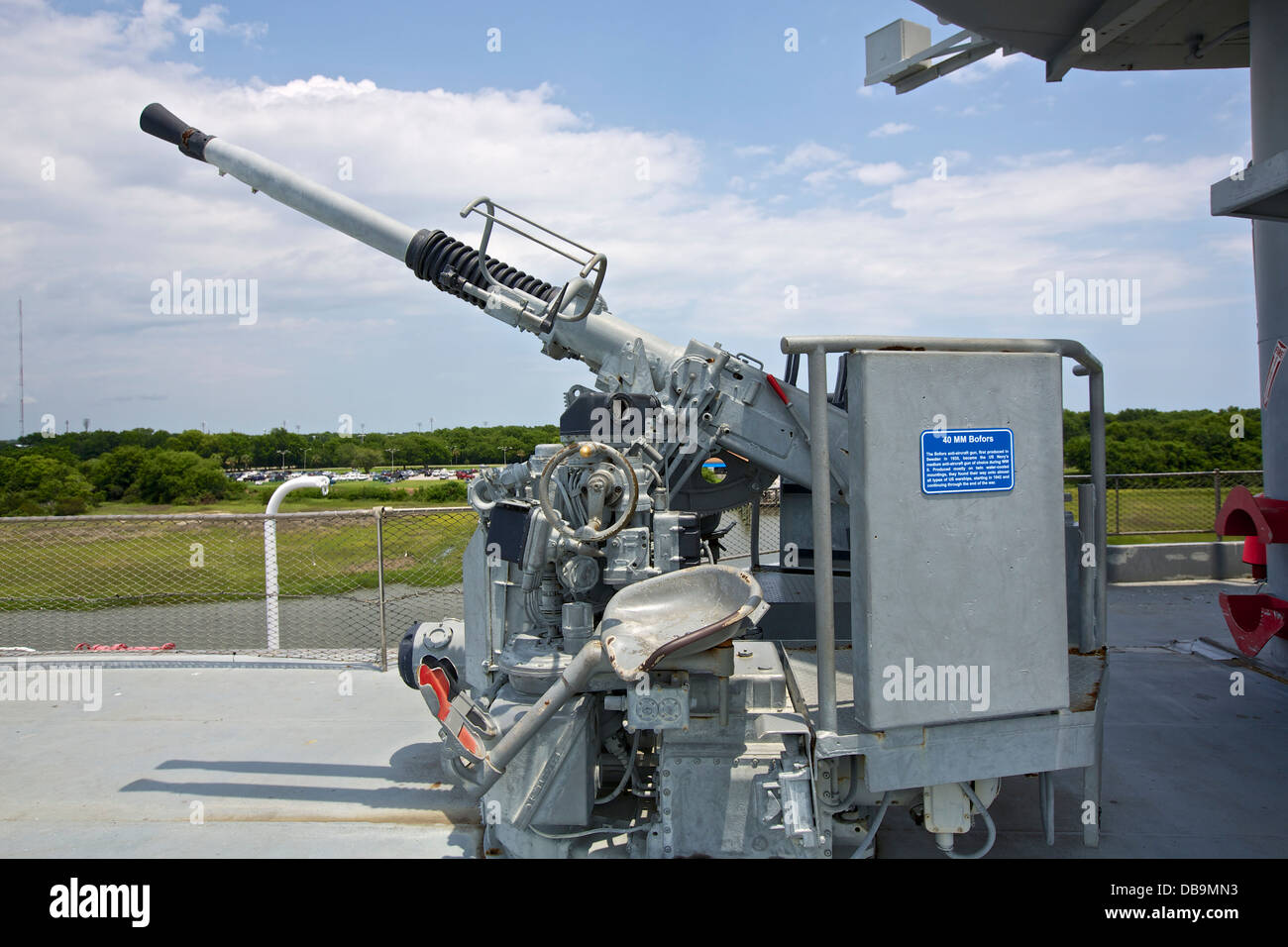 40mm Bofors anti-aircraft guns aboard the USS Yorktown Stock Photo