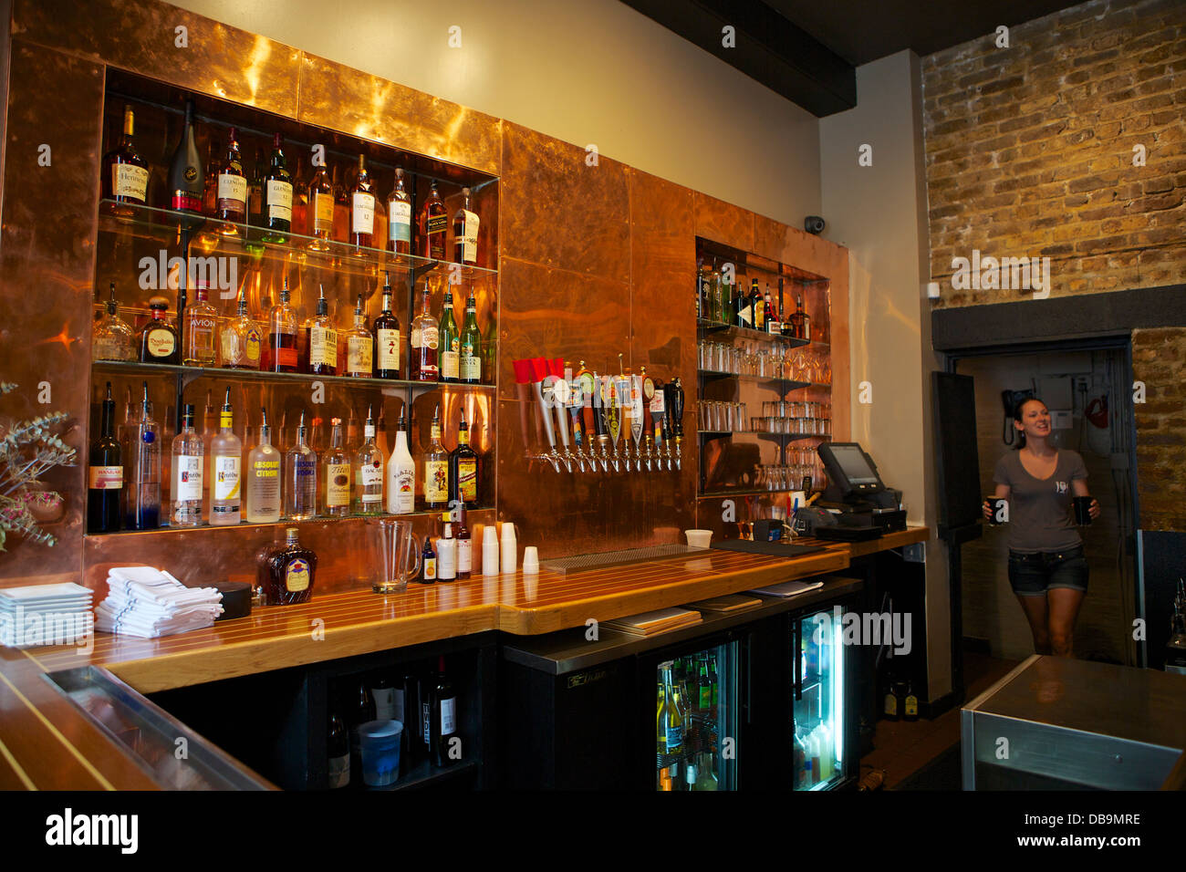 Bar at Craftsmen Kitchen and Tap House in Charleston, South Carolina Stock Photo