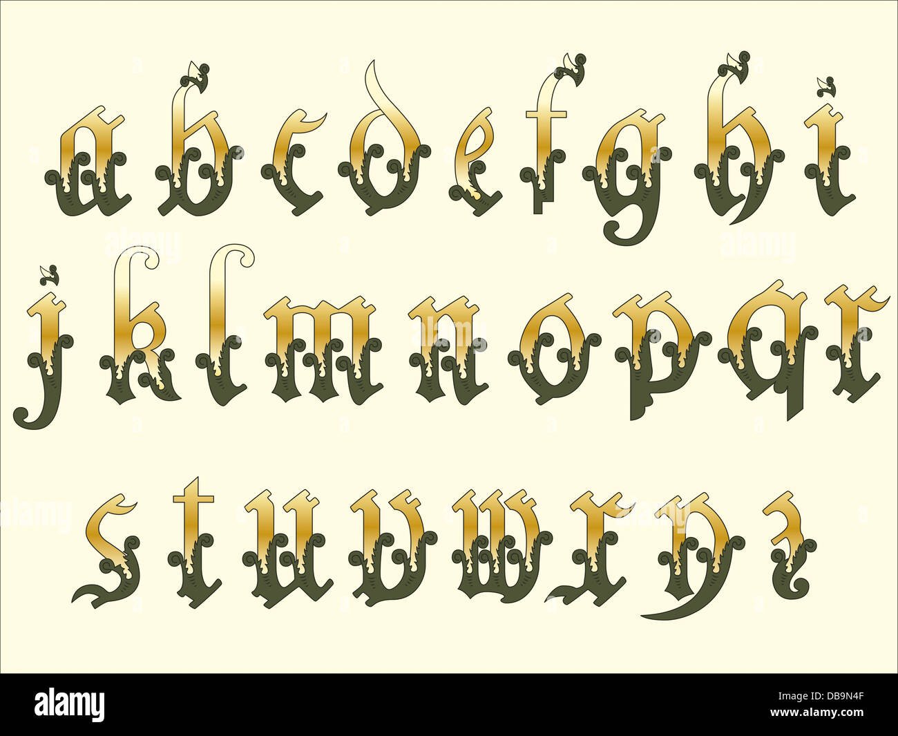 Medieval alphabet Stock Photo