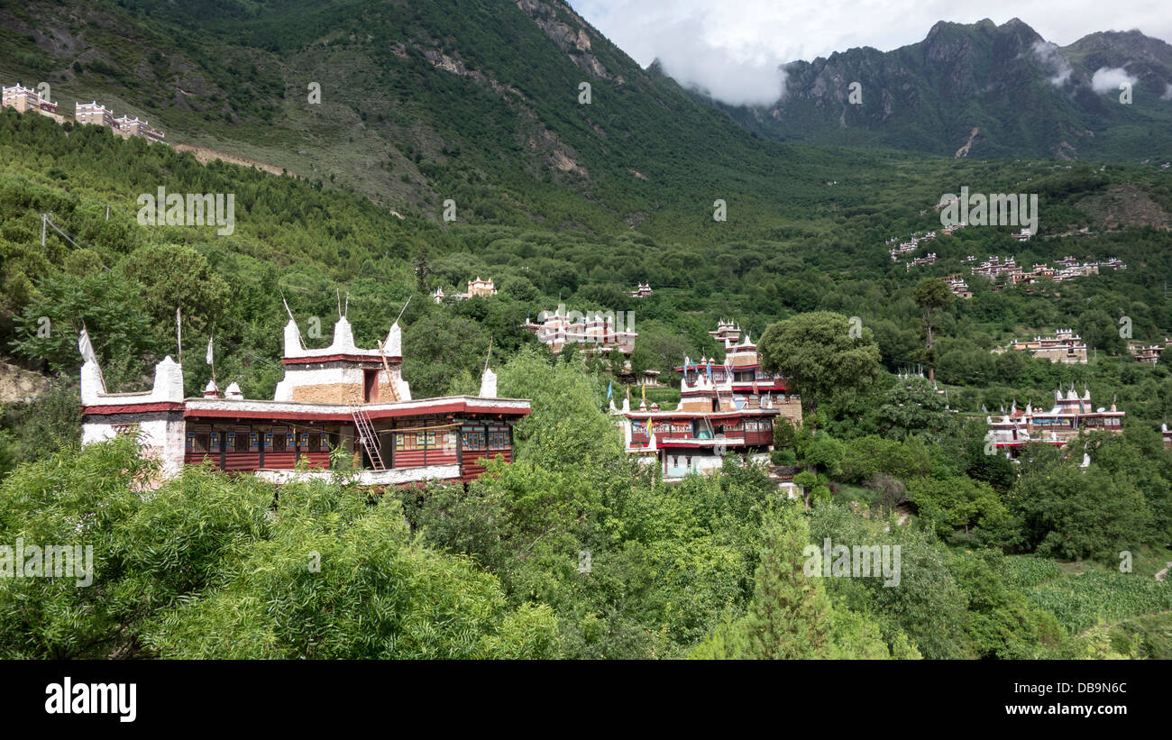 Jiaju Tibetan Village,Sichuan, China Stock Photo