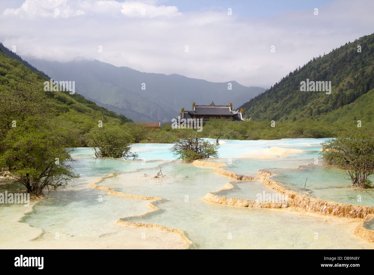 Huanglong Scenic and Historic Interest Area,Sichuan, China colorful pools formed by calcite deposits Stock Photo