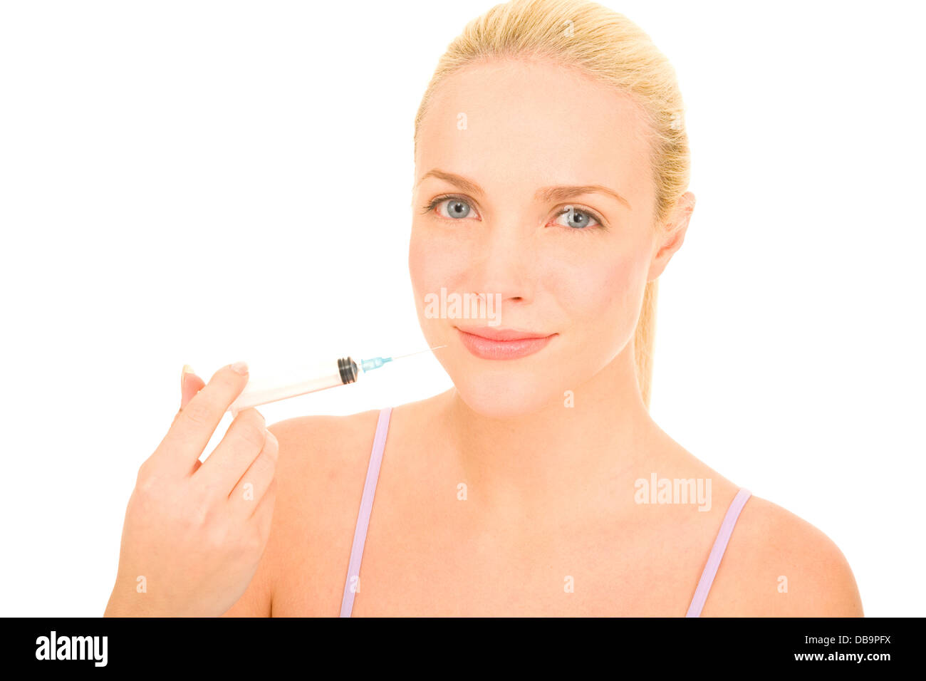 Woman with syringe of Botox Stock Photo Alamy