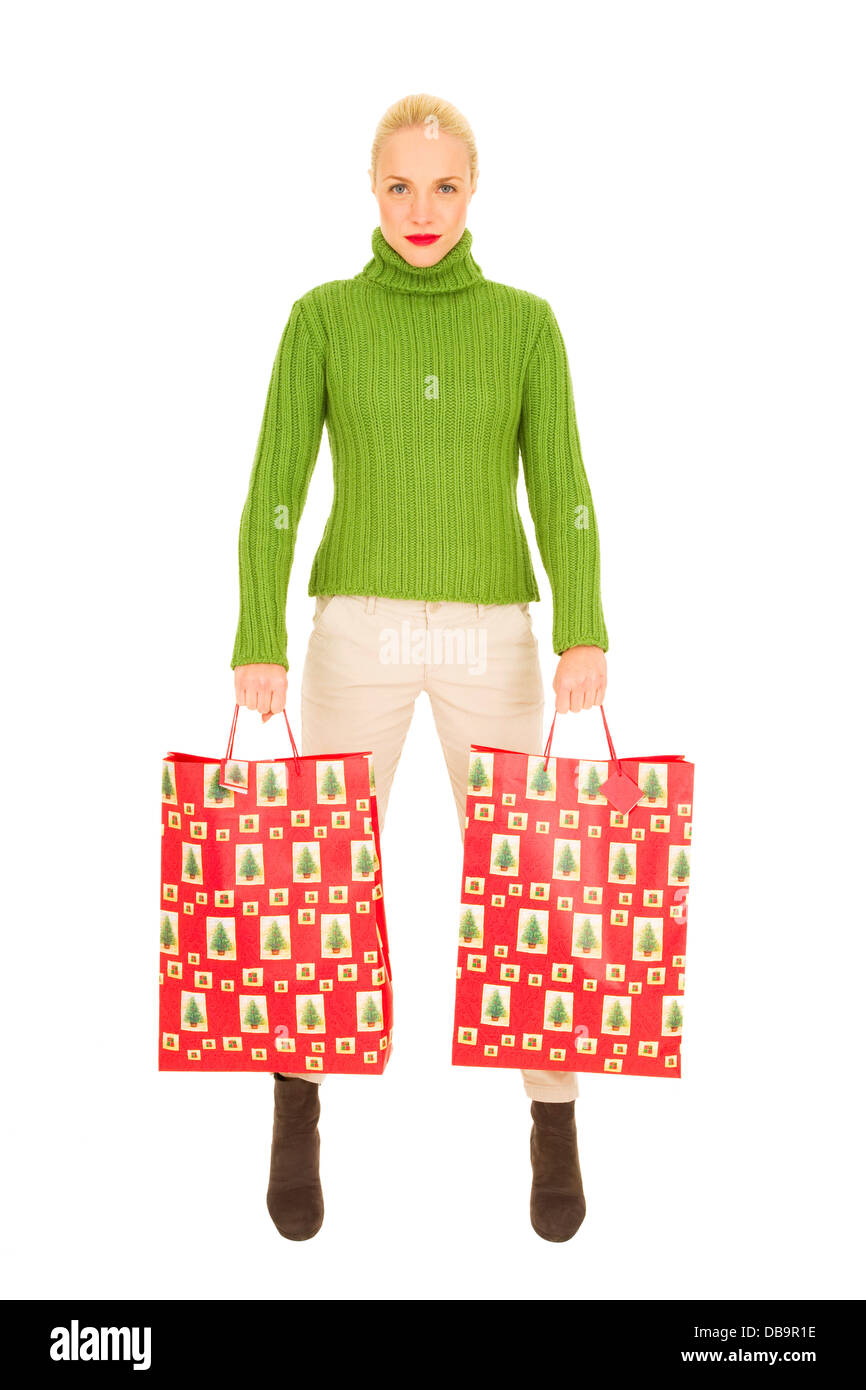 Woman with bags with Christmas gifts Stock Photo