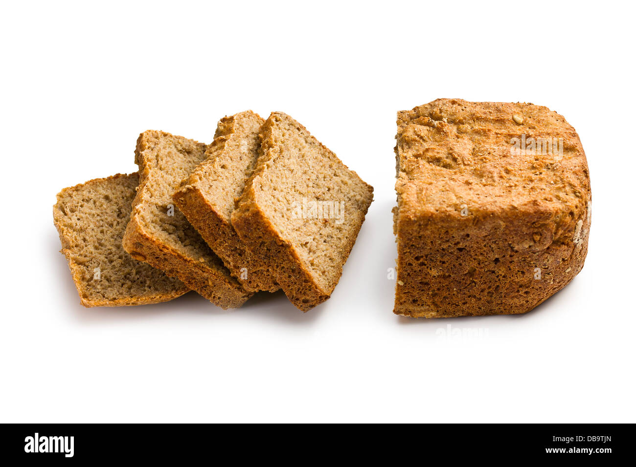 sliced homemade whole wheat bread on white background Stock Photo - Alamy