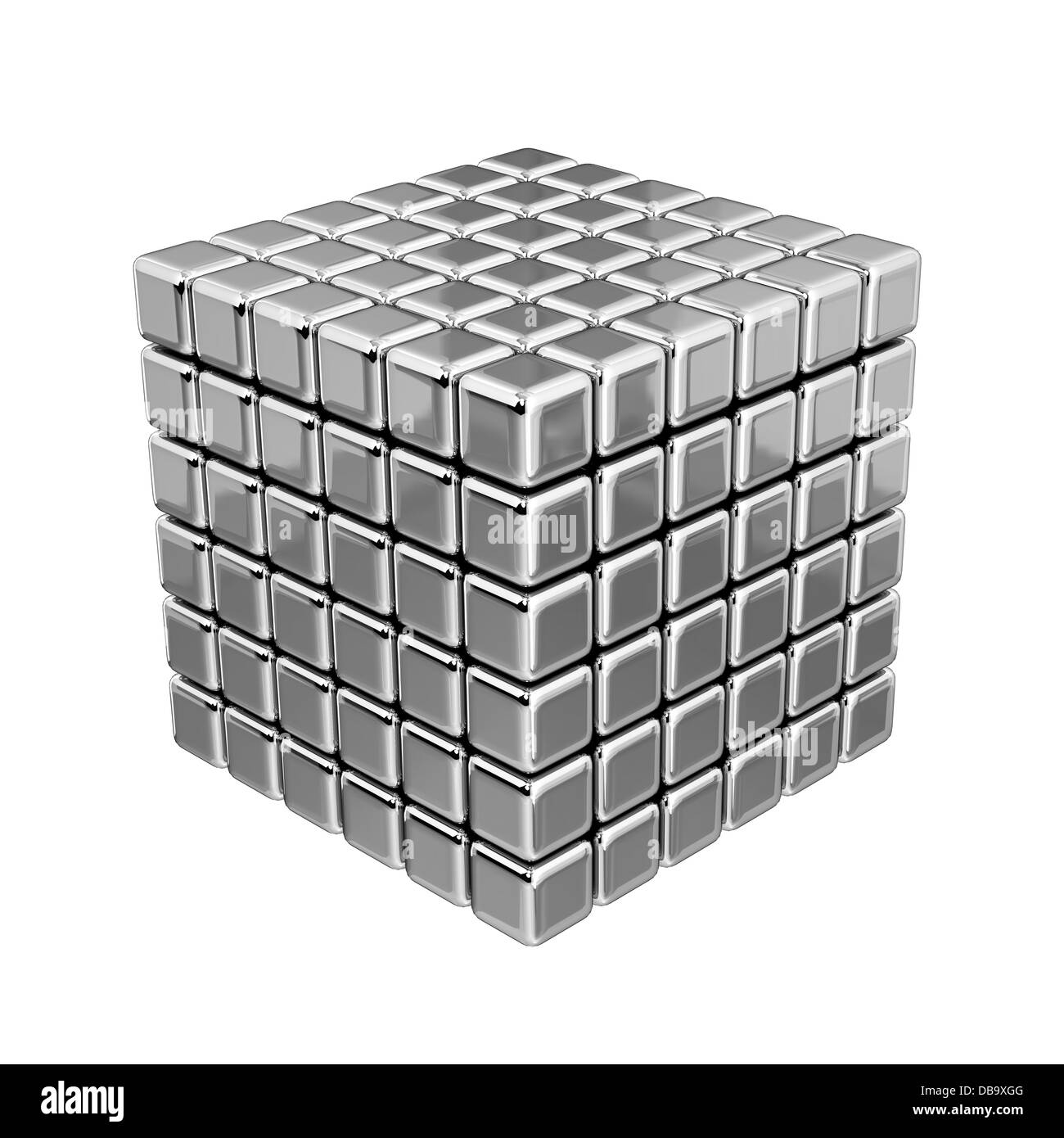 3D Metallic Cubes - Isolated On White Background Stock Photo