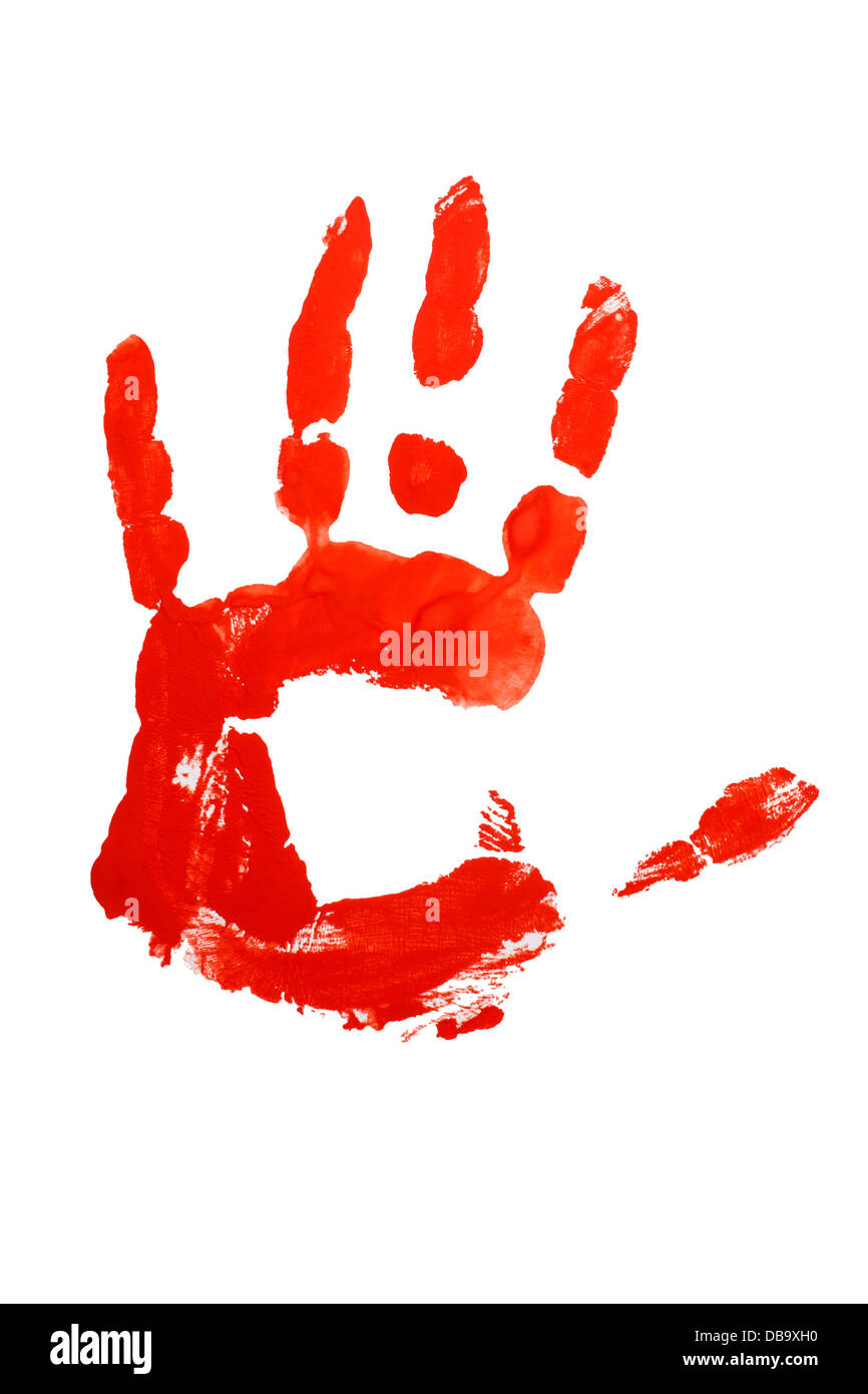 Prints Hand Red Isolated on White Background Stock Photo - Alamy