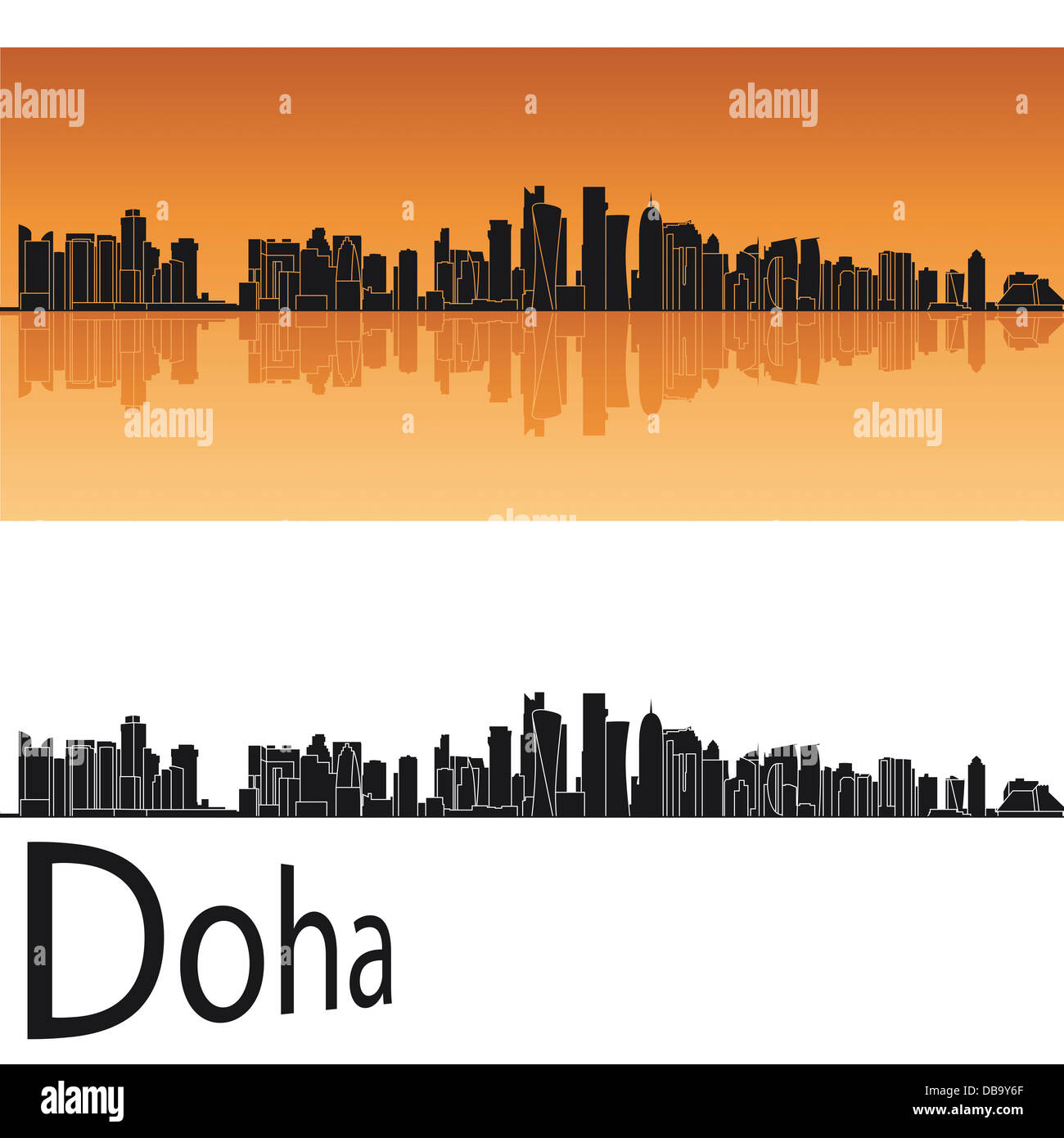 Doha city skyline black white hi-res stock photography and images - Alamy