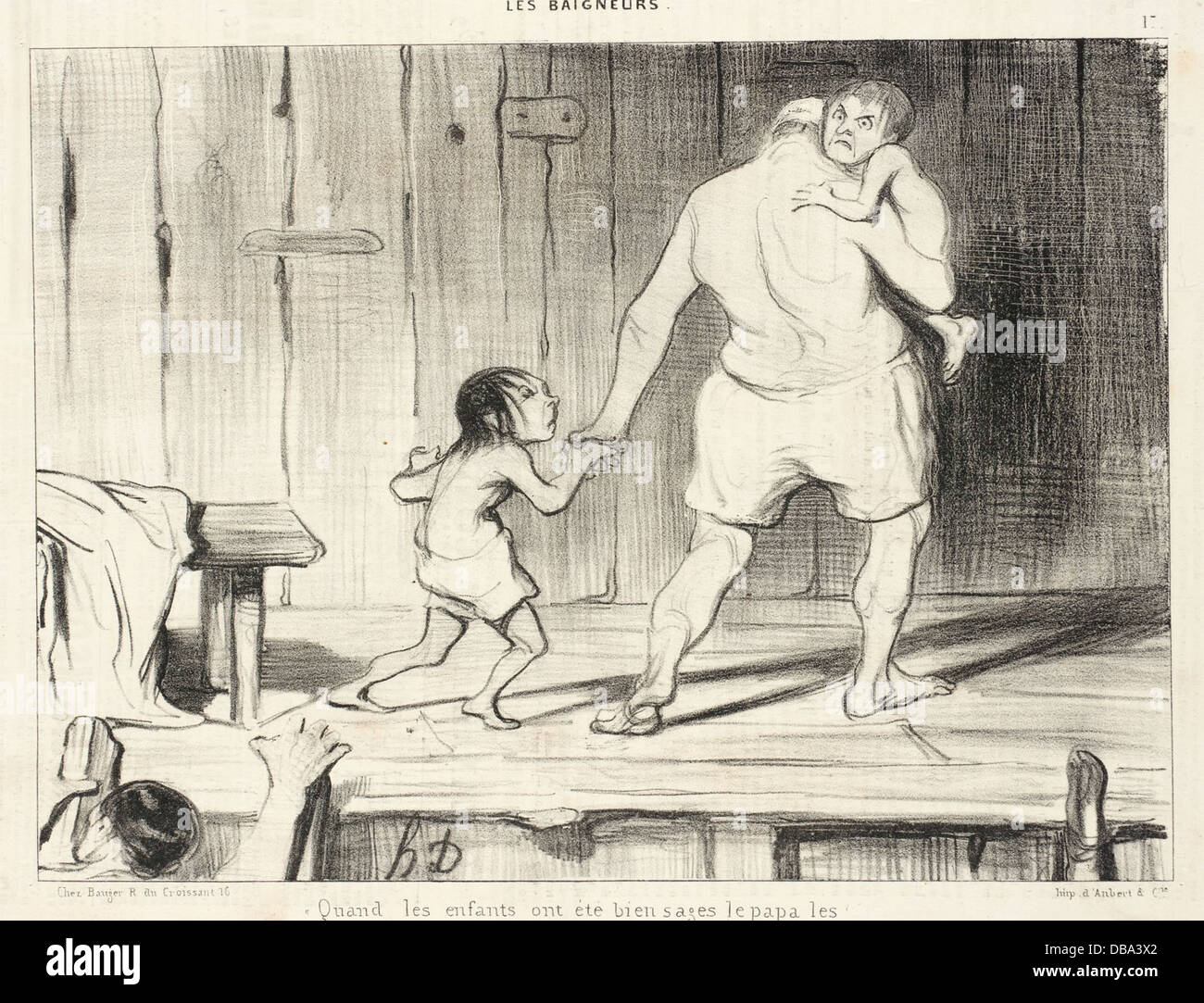 'Quand les enfants ont ete bien sages...' is a painting depicting children in a moral narrative. The work is a representation of childhood innocence and virtue, featuring oil painting techniques. Stock Photo