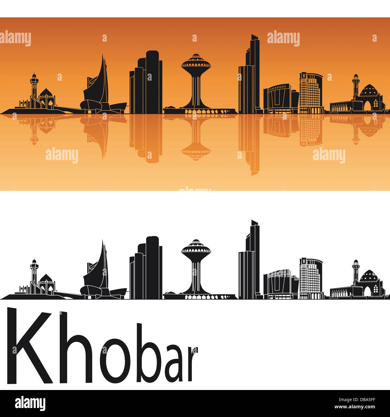 Khobar skyline in orange background Stock Photo