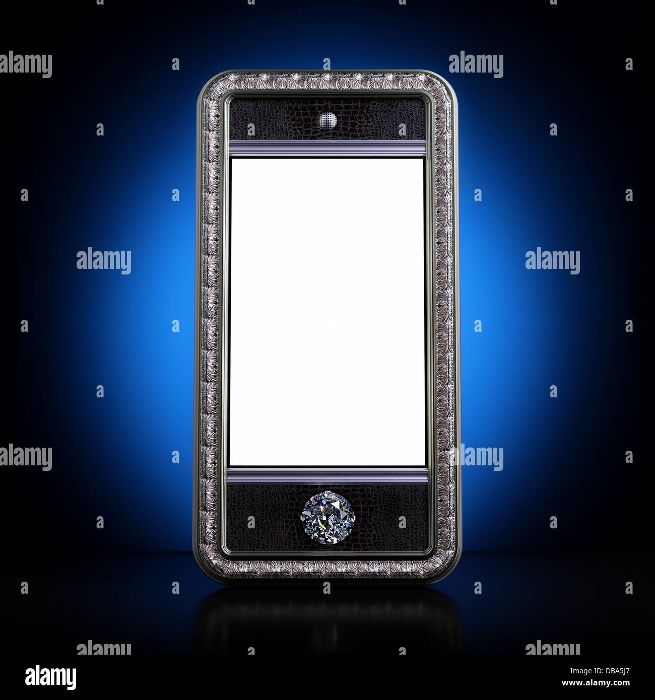 Exclusive mobile phone with blank screen. Iphone-style device Stock Photo