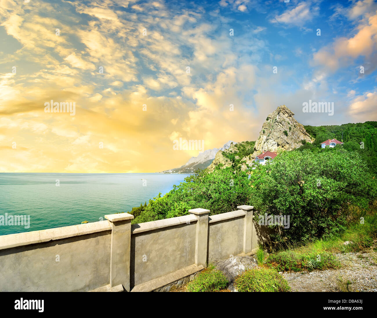 Observation deck on the mountain Iphigenia in Crimea Stock Photo