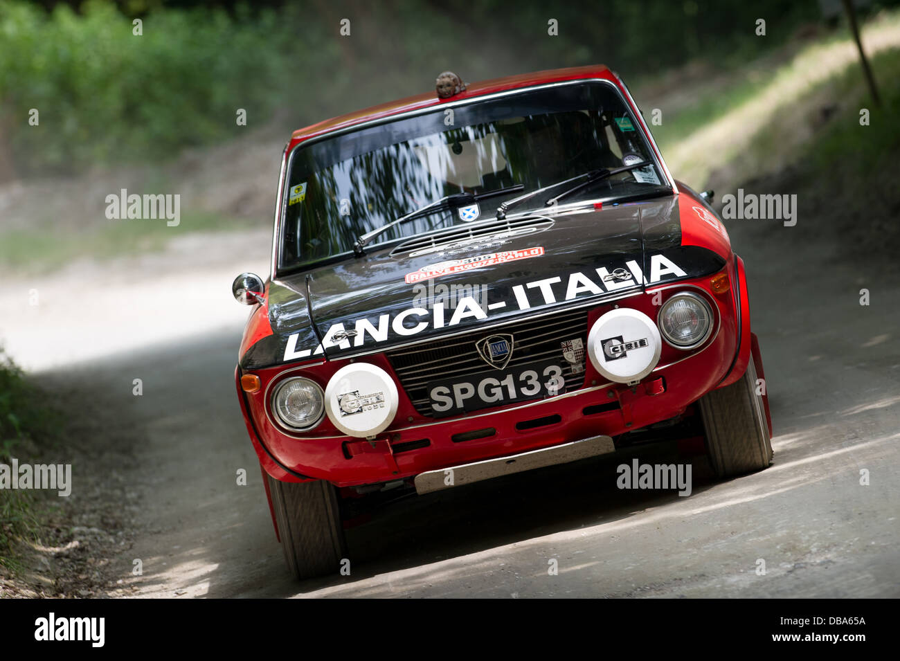 Chichester, UK - July 2013: Lancia Fulvia Coupe 1.3S in action on the rally stage at the Goodwood Festival of Speed Stock Photo