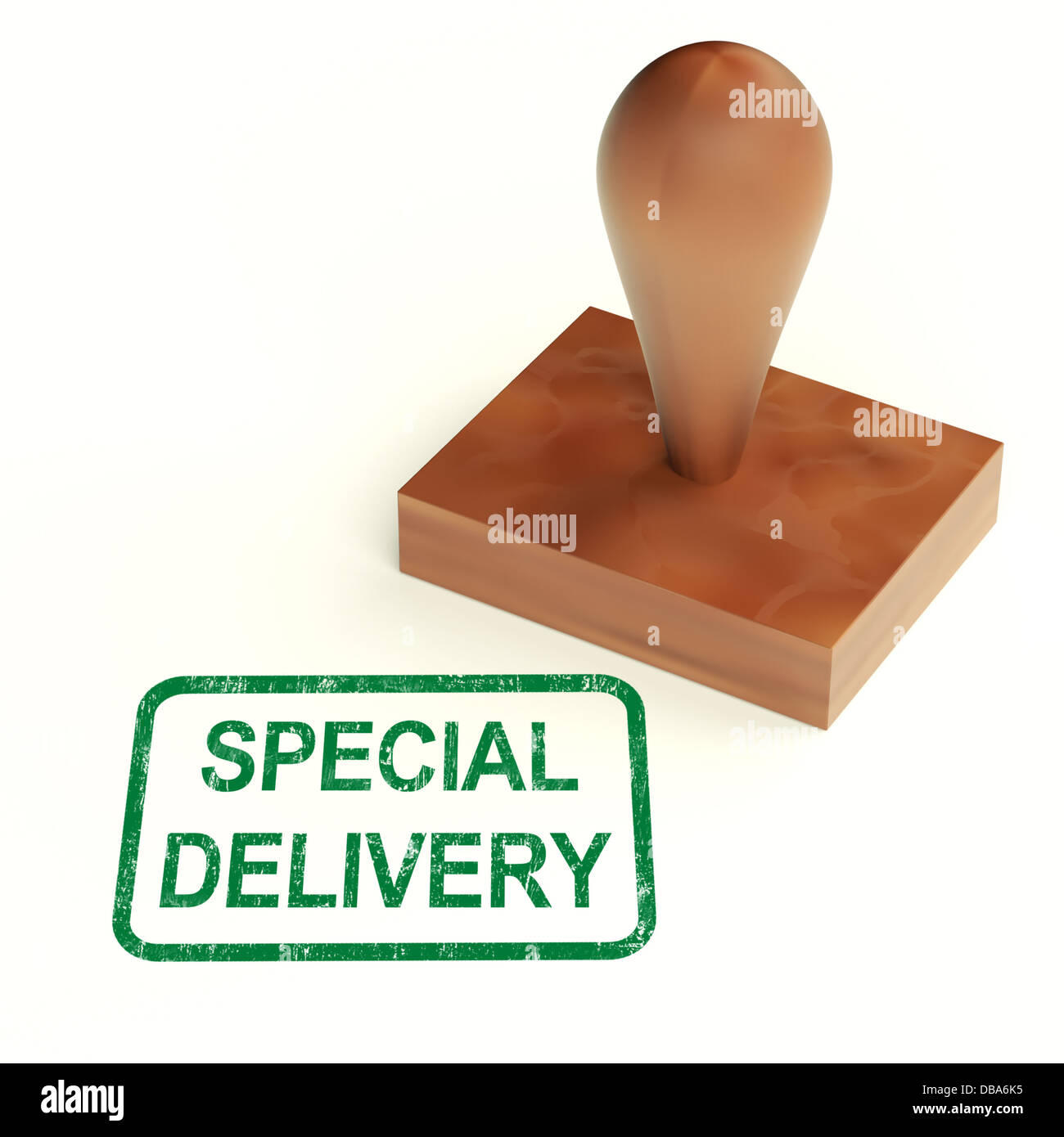 Special Delivery Stamp Shows Secure And Important Shipping Stock Photo