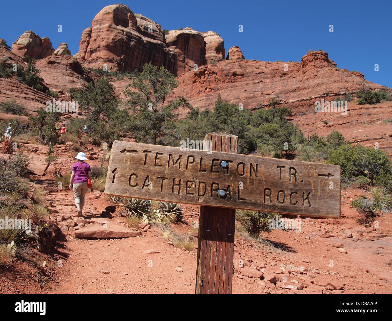 Tourists hiking at Cathedral Rock, a (feminine) energy vortex