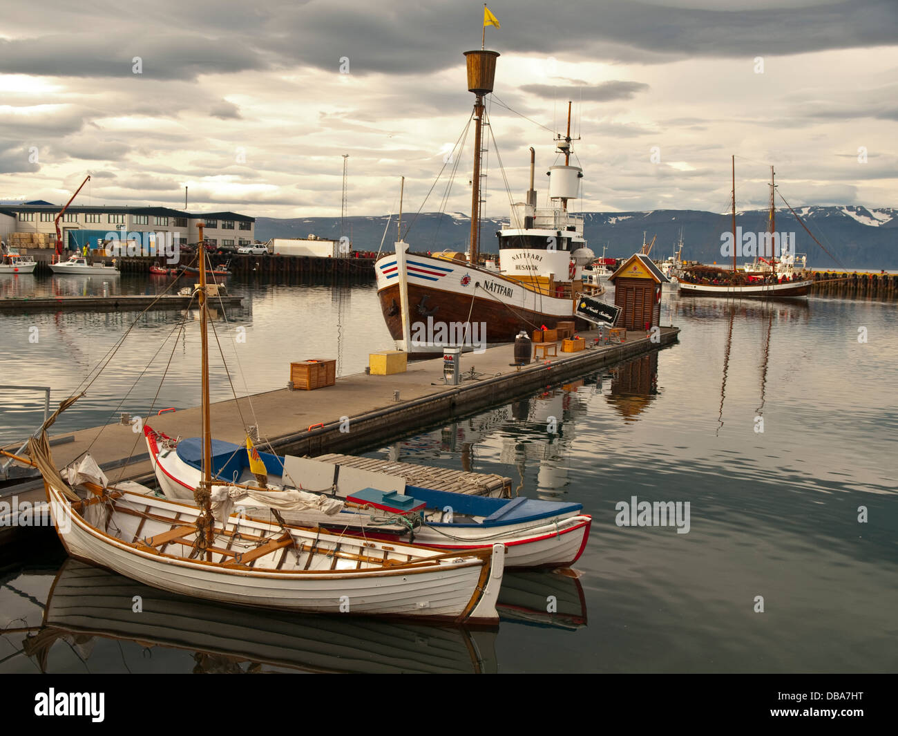 Old fishing port of Húsavik.Centre of whale watching. Iceland, Europe. Stock Photo