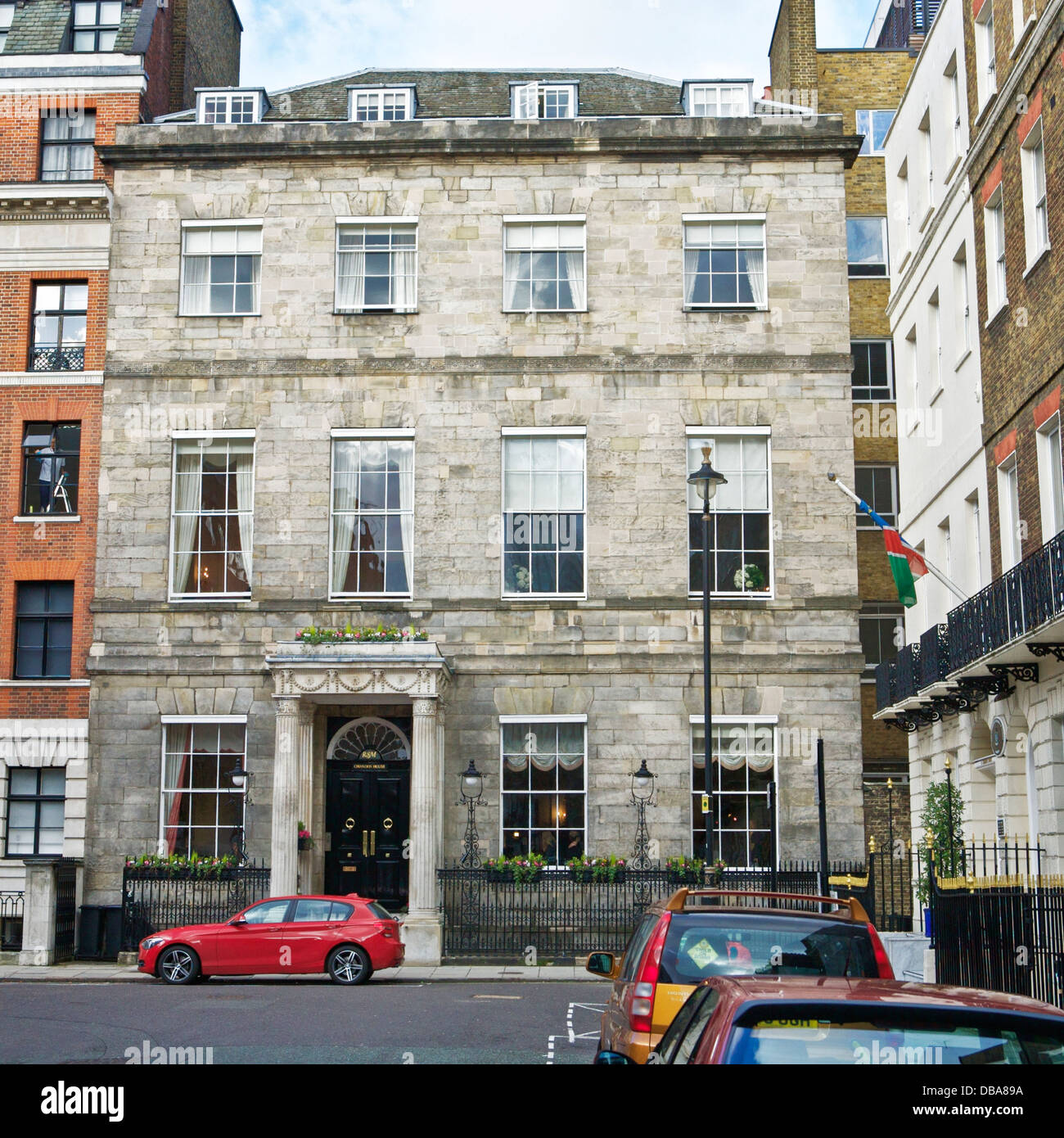 Chandos House a Grade 1 listed Georgian Townhouse built by the Adam family, has may architectural features, Central London. Georgian house London. Stock Photo