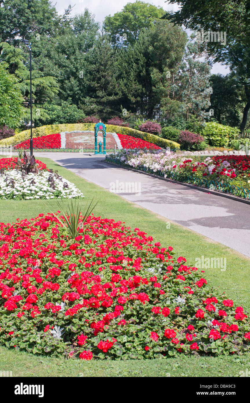 Summer bedding flower borders within Mowbray Park, Sunderland, north