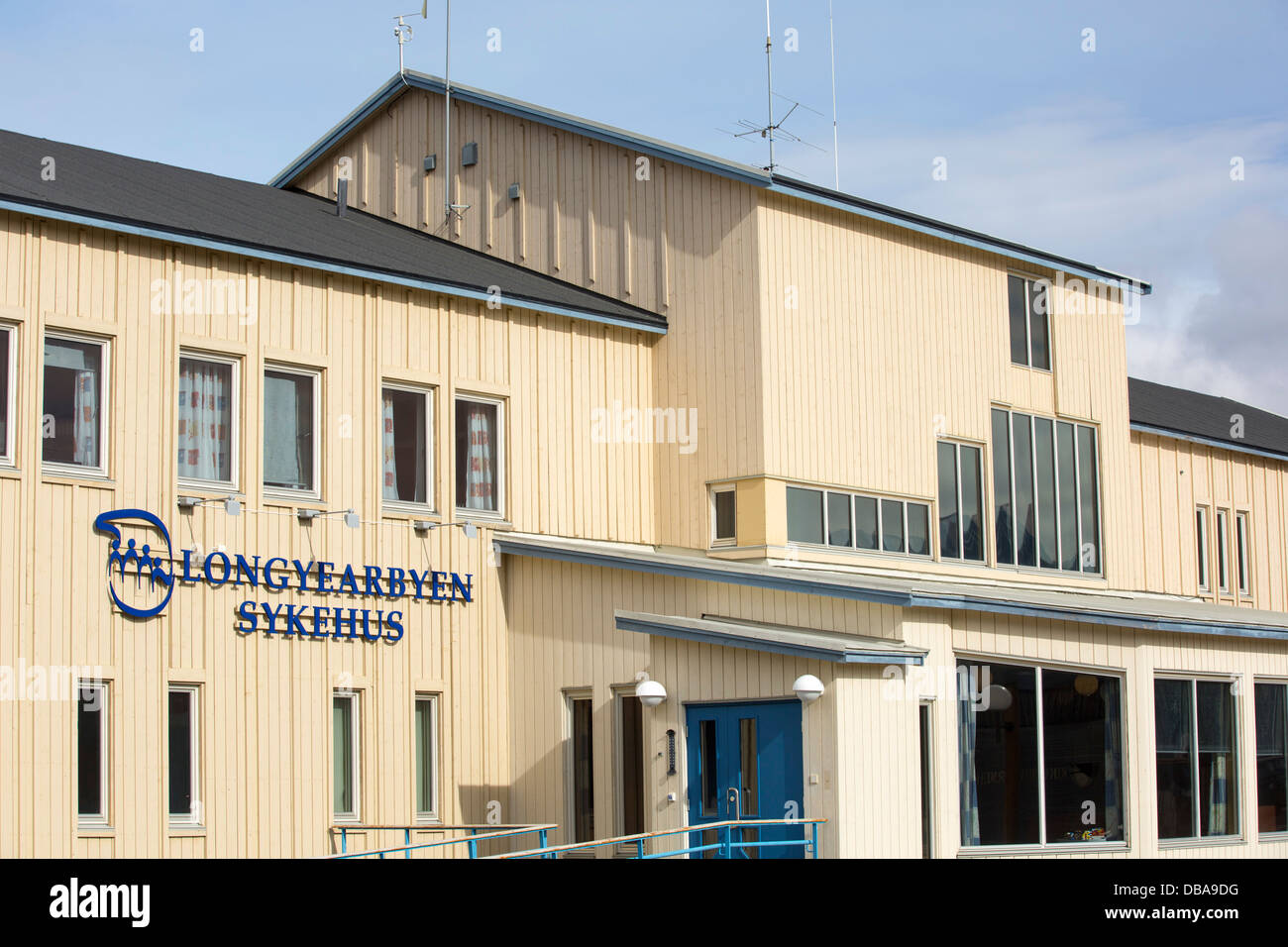 A hospital in Longyearbyen, Spitsbergen, Svalbard, the most northerly hospital in the world. Stock Photo