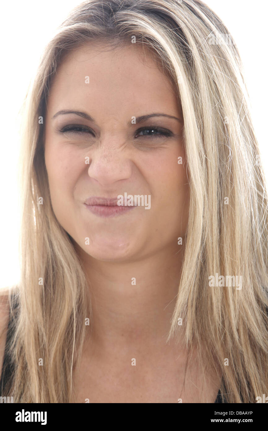 Model Released. Young Woman Pulling a Funny Face Stock Photo