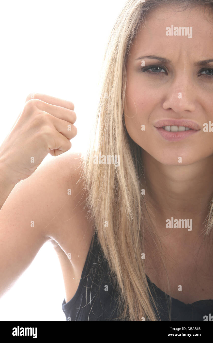 Model Released. Angry Tense Young Woman Stock Photo
