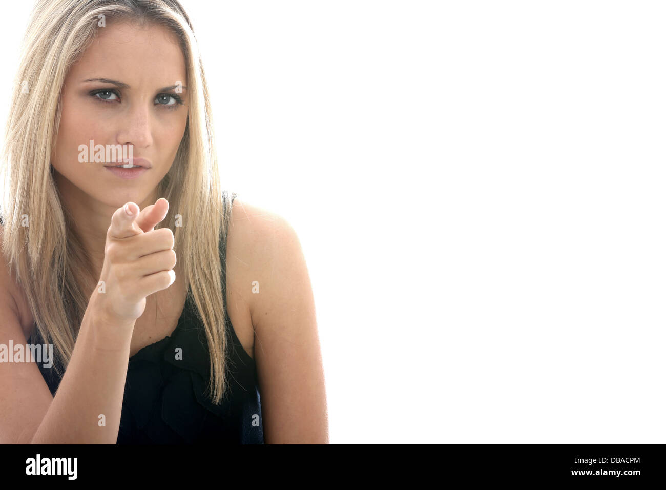 Woman pointing finger angry hi-res stock photography and images - Alamy