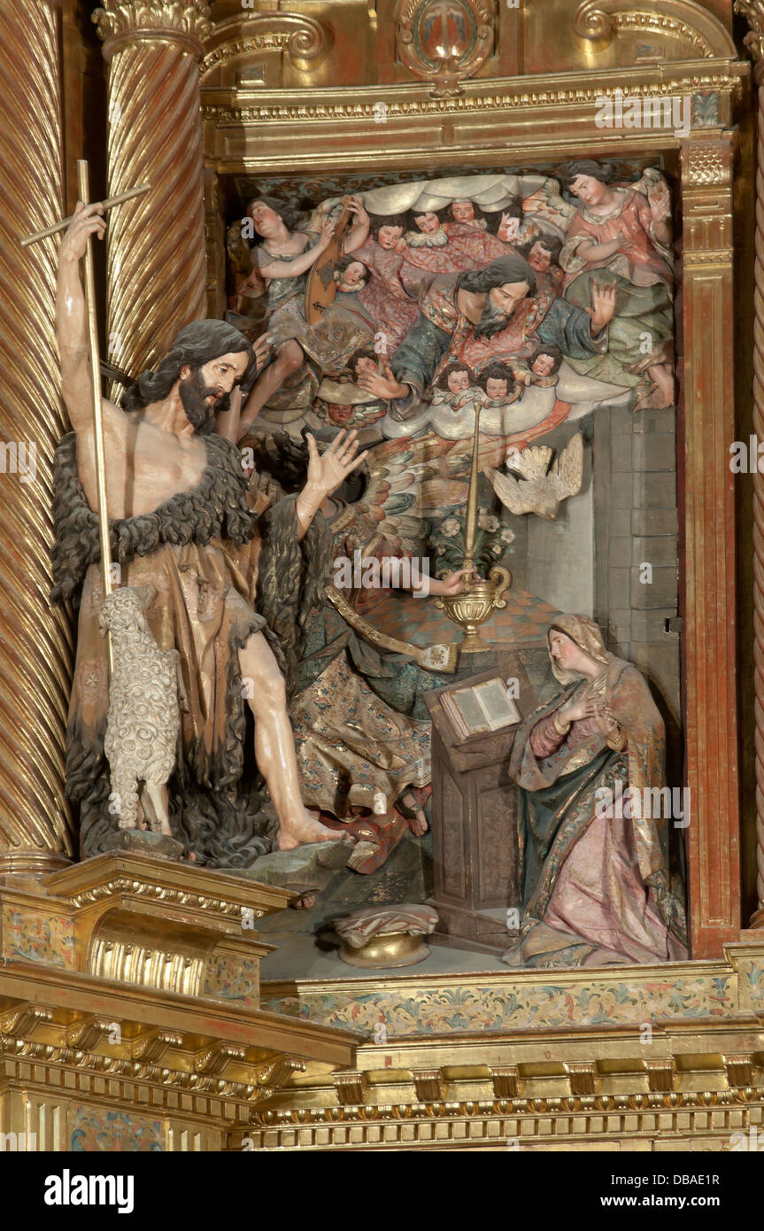 Church of San Miguel, Altarpiece -17th century, Saint John Baptist and «The Annunciation», Jerez de la Frontera, Spain, Europe Stock Photo