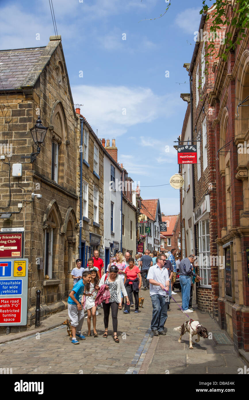 Church Street in Whitby, North Yorkshire, England. Stock Photo