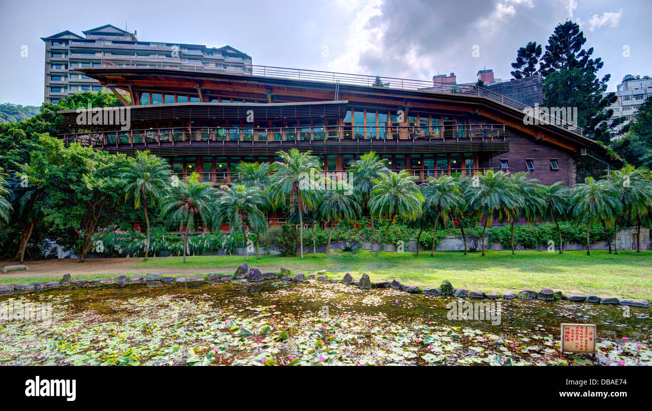 The eco friendly Beitou Library building in Taipei, Taiwan. Stock Photo