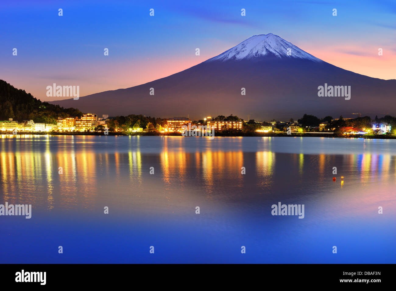 Mt. Fuji with twilight colors in japan. Stock Photo