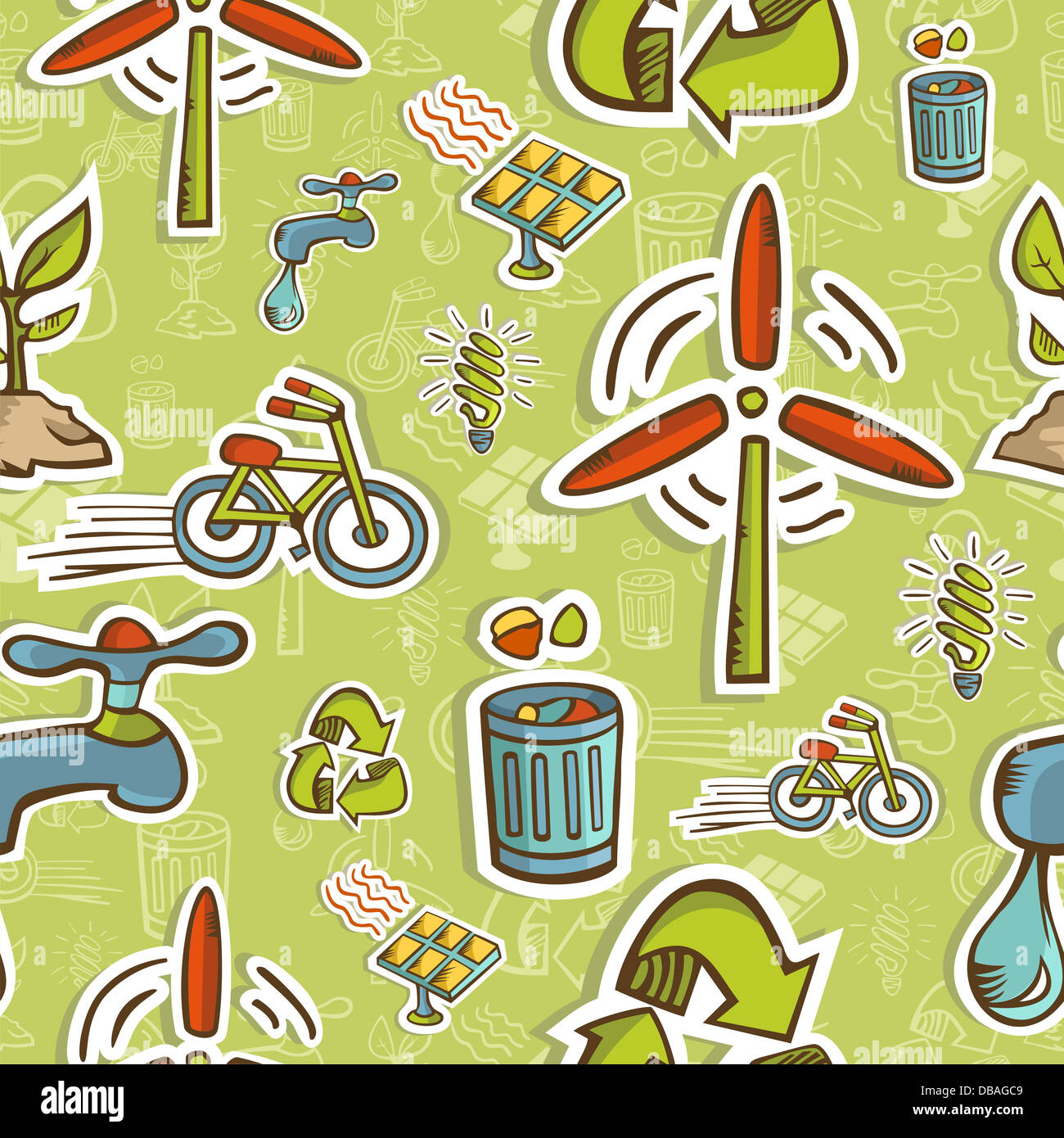 Go green icon set pattern Stock Photo - Alamy