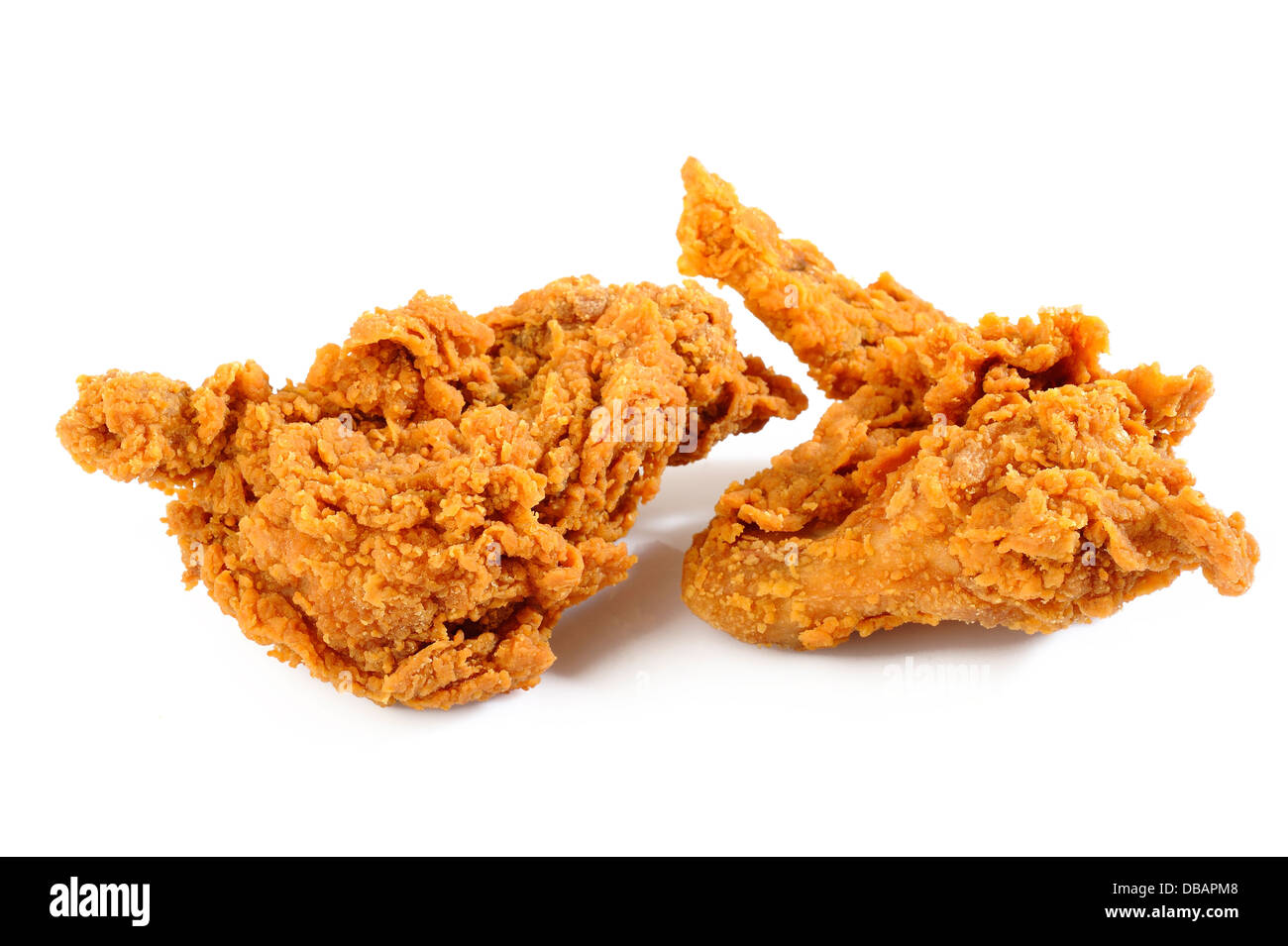 Fried chicken on white background Stock Photo - Alamy