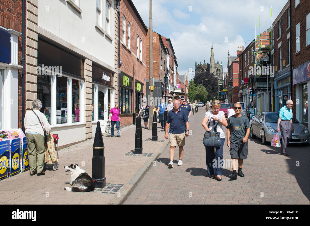 Pedestrians walking along Church Street, Ormskirk, north west England, UK Stock Photo