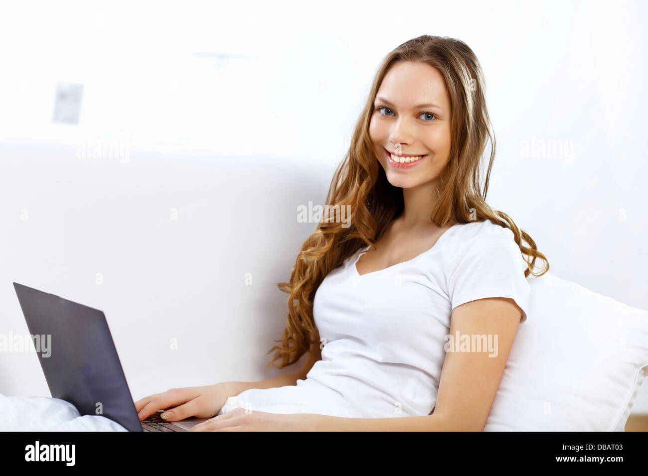 Young woman with notebook Stock Photo - Alamy