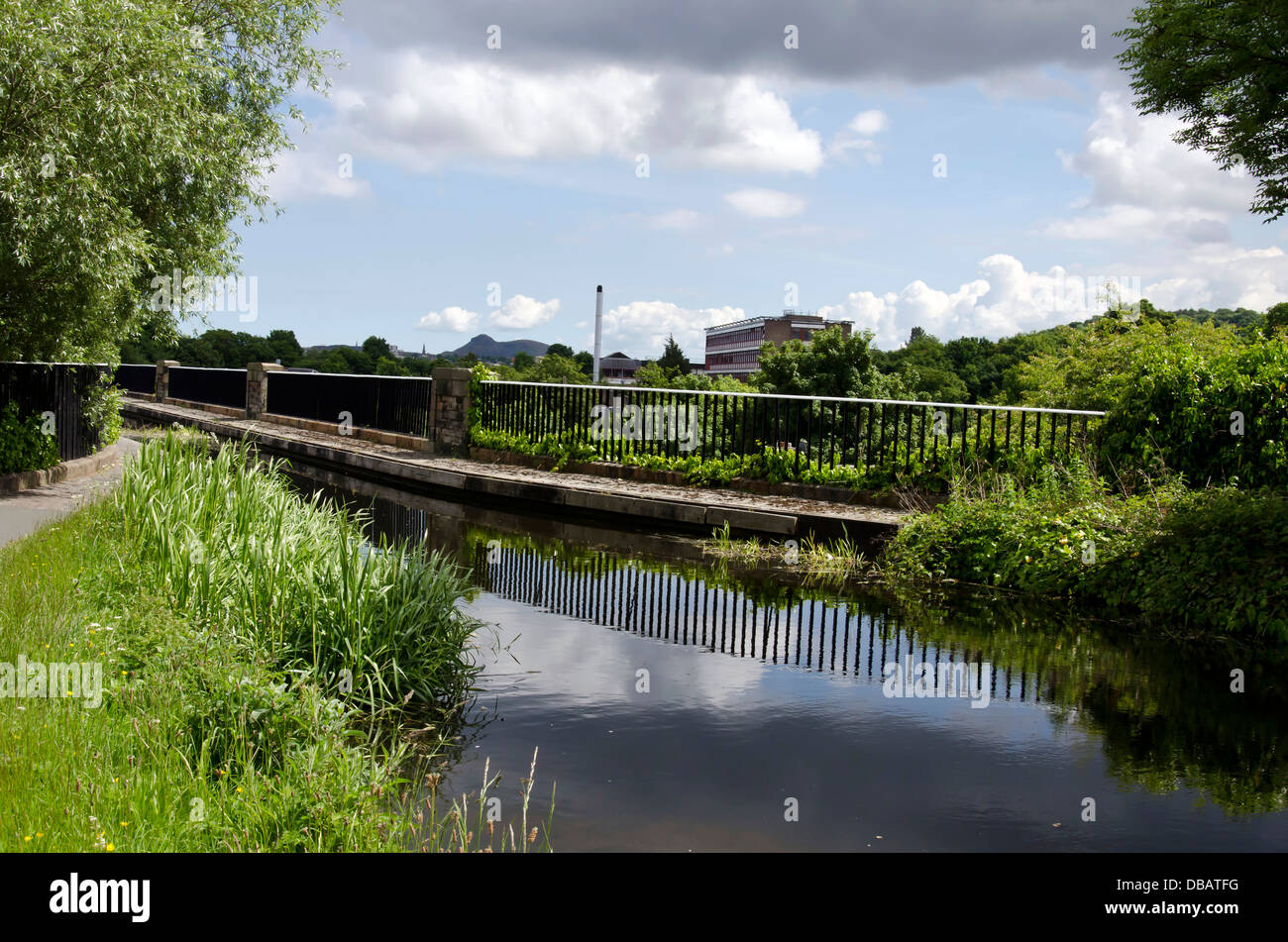 End of the Viaduct carrying the Union Canal at Slateford in Edinburgh, Scotland. Stock Photo