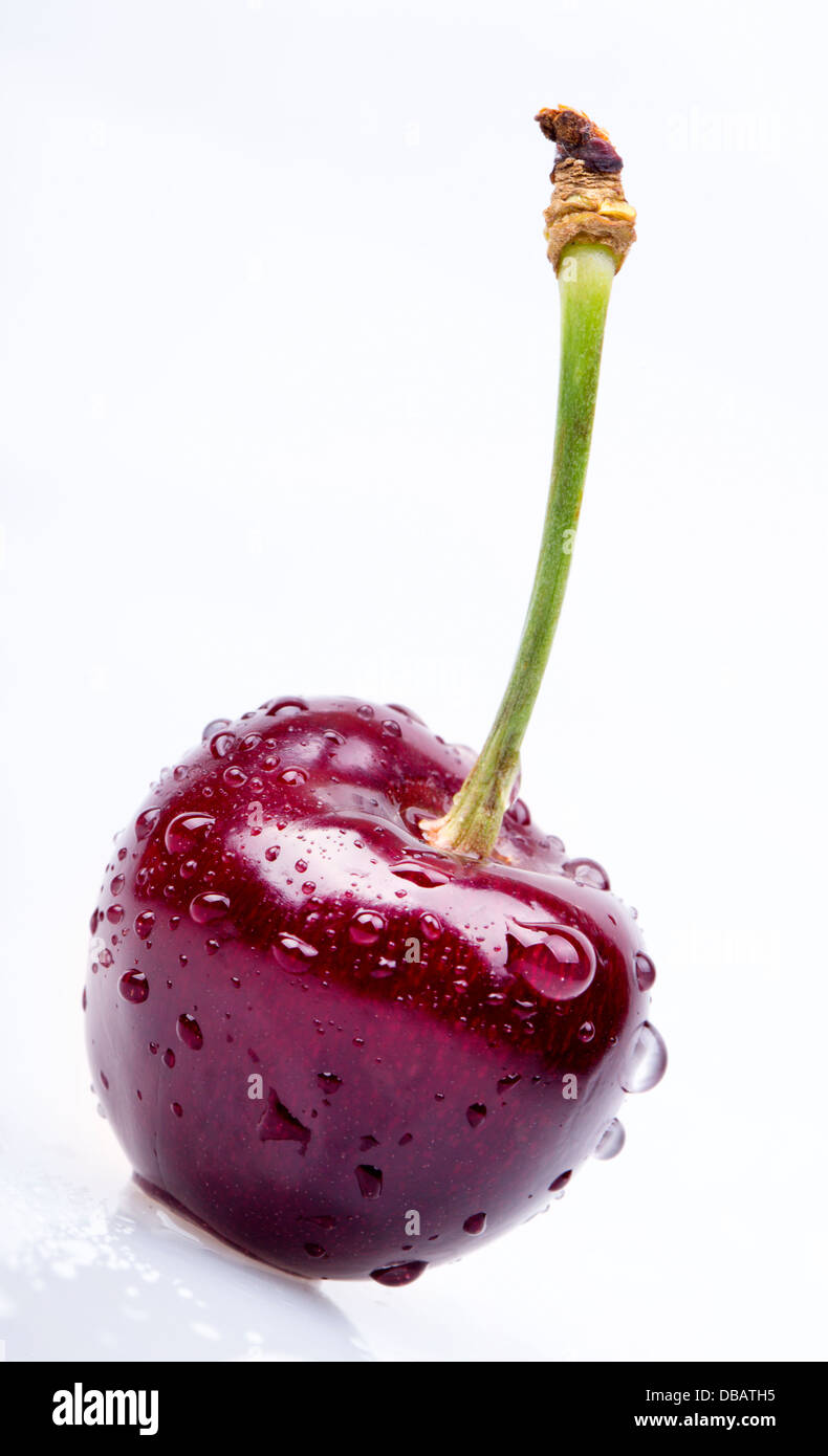 Sweet cherry macro background with water drops Stock Photo - Alamy