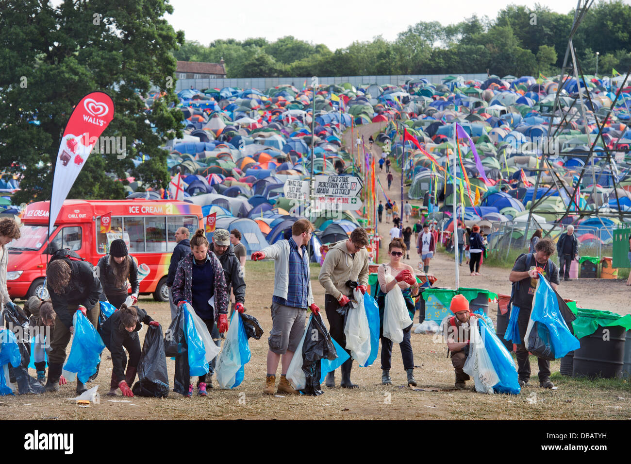 Glastonbury festival rubbish picker hires stock photography and images