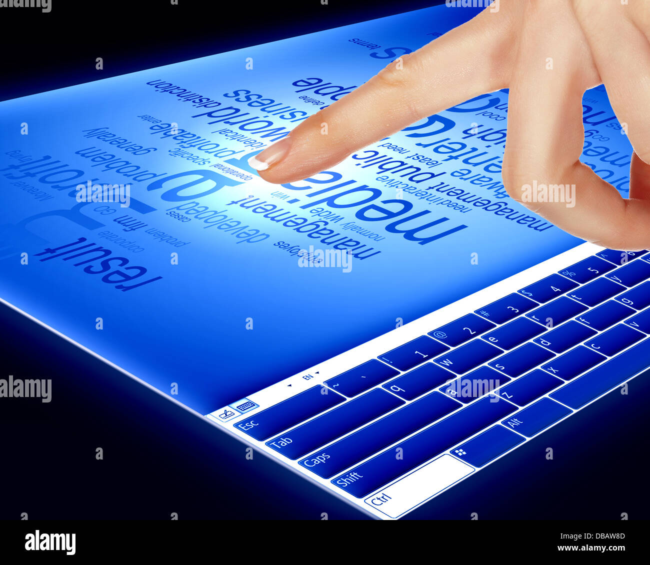 Computer Screen Finger Finger touching a blue computer screen Stock Photo - Alamy